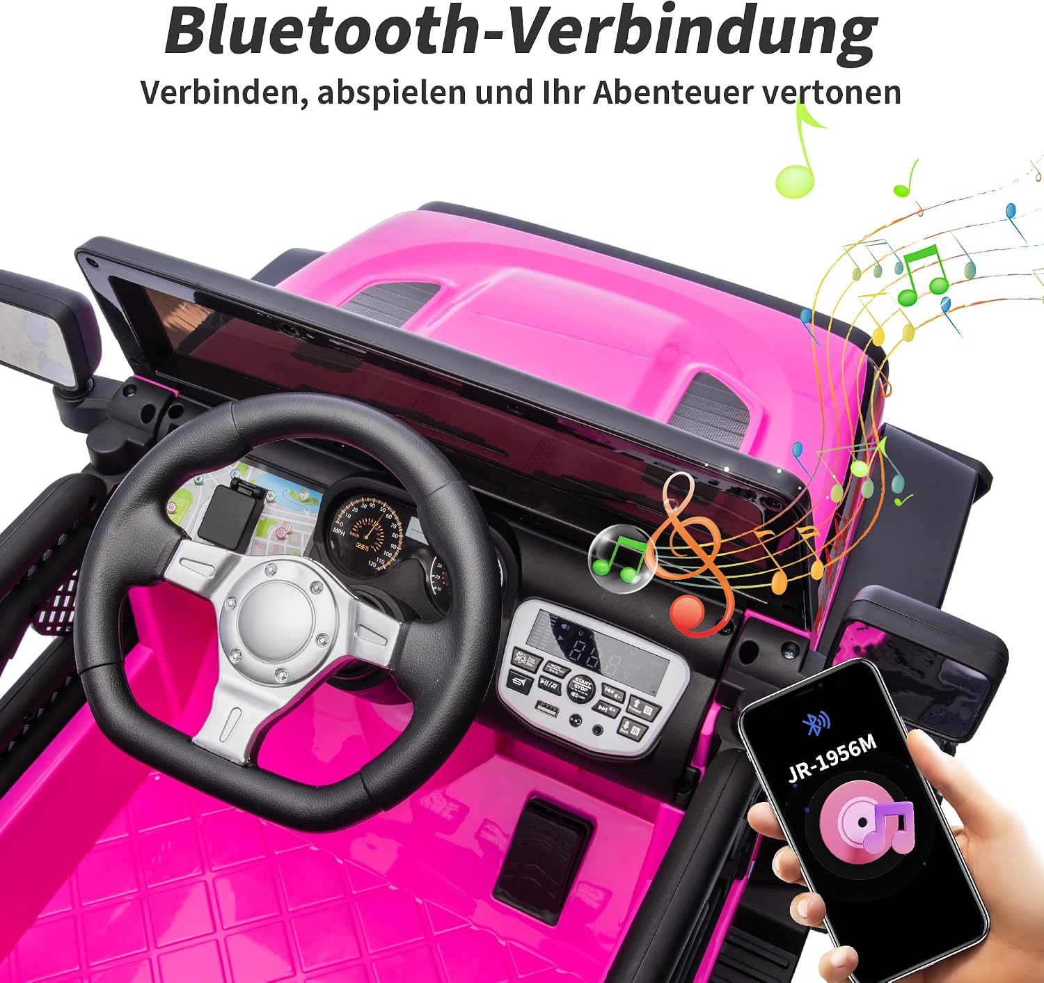 Thumbnail 6 de Hikiddo 12V Kinder-Elektroauto mit Fernbedienung (rosa) für Kinder ab 3 Jahren