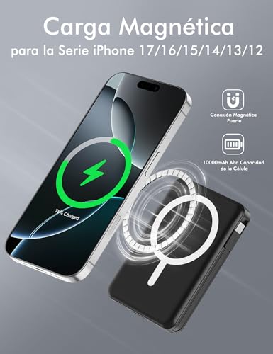 Thumbnail 1 de podoru powerbank Mag-Safe 10.000 mAh con carga magnética y USB-C PD de 20W (pantalla LED) para iPhone
