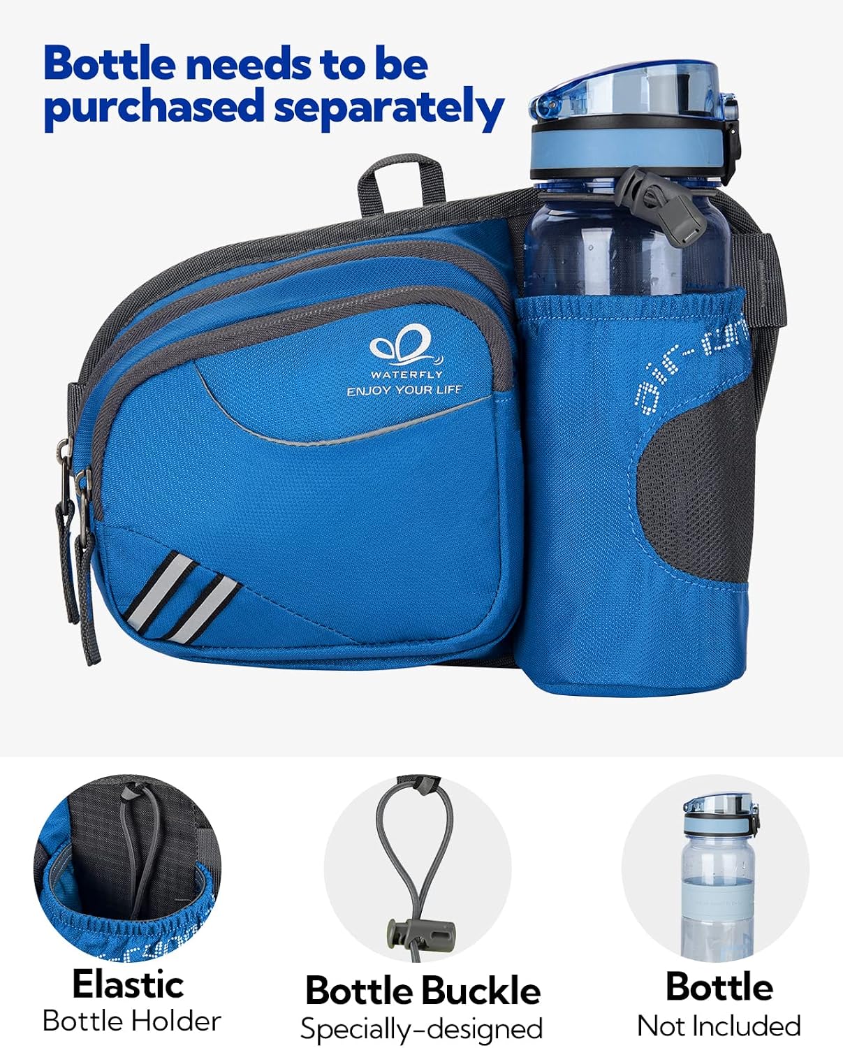 Detalle de WATERFLY Bauchtasche mit Flaschenhalter – wasserdicht, atmungsaktiv und ultraleicht