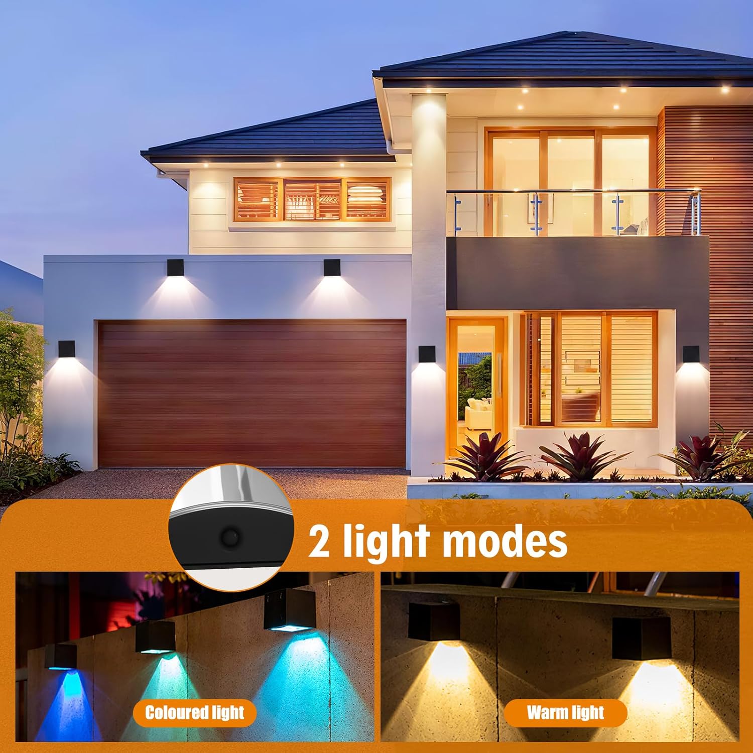 Thumbnail 1 de Solar Wandleuchte Außen – 2er-Set, Warmweiß & RGB, IP65, kabellos