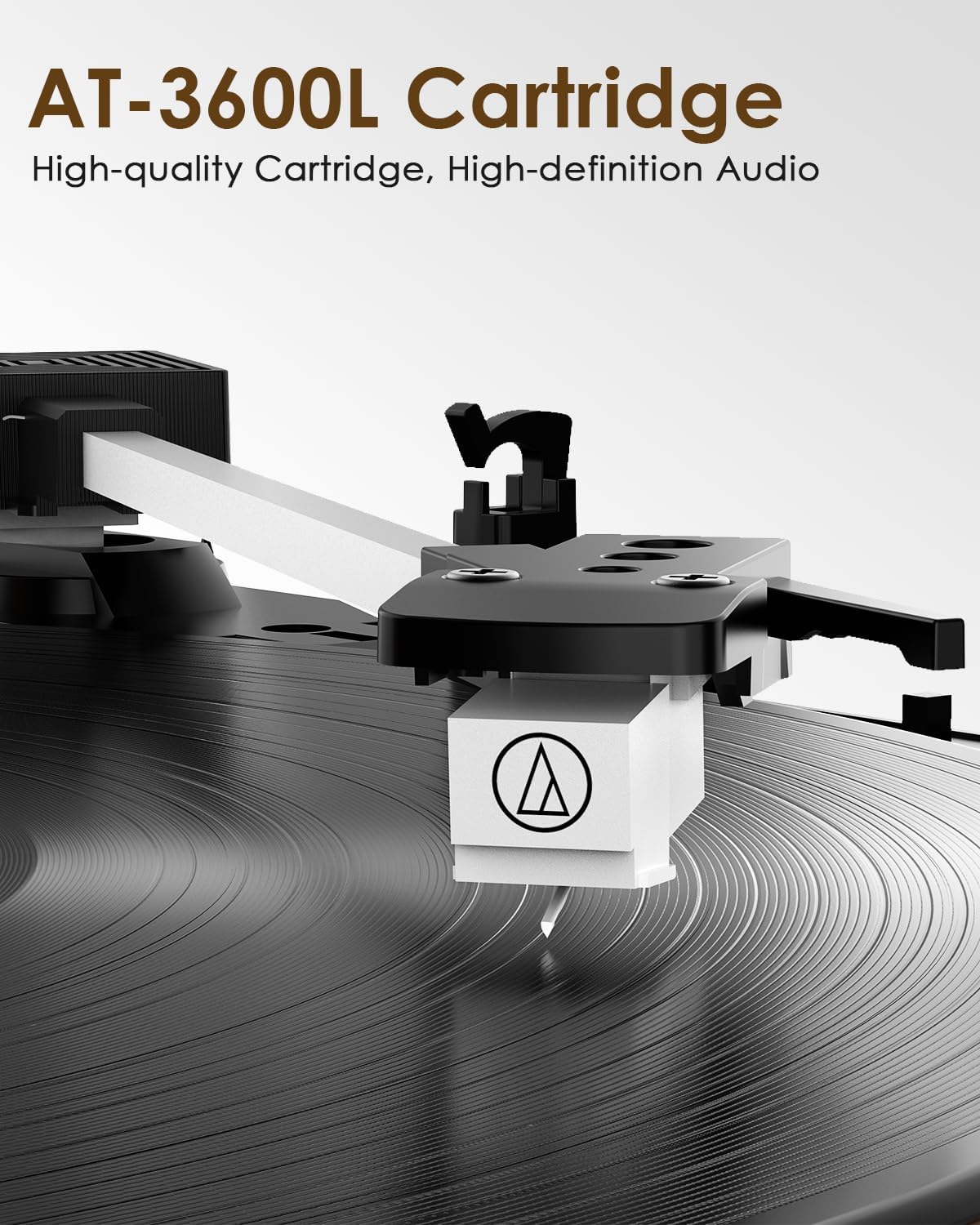 Detalle de Retrolife Platine vinyle avec deux haut-parleurs stéréo et cartouche AT-3600L (3 vitesses 33/45/78) – Sortie RCA vintage