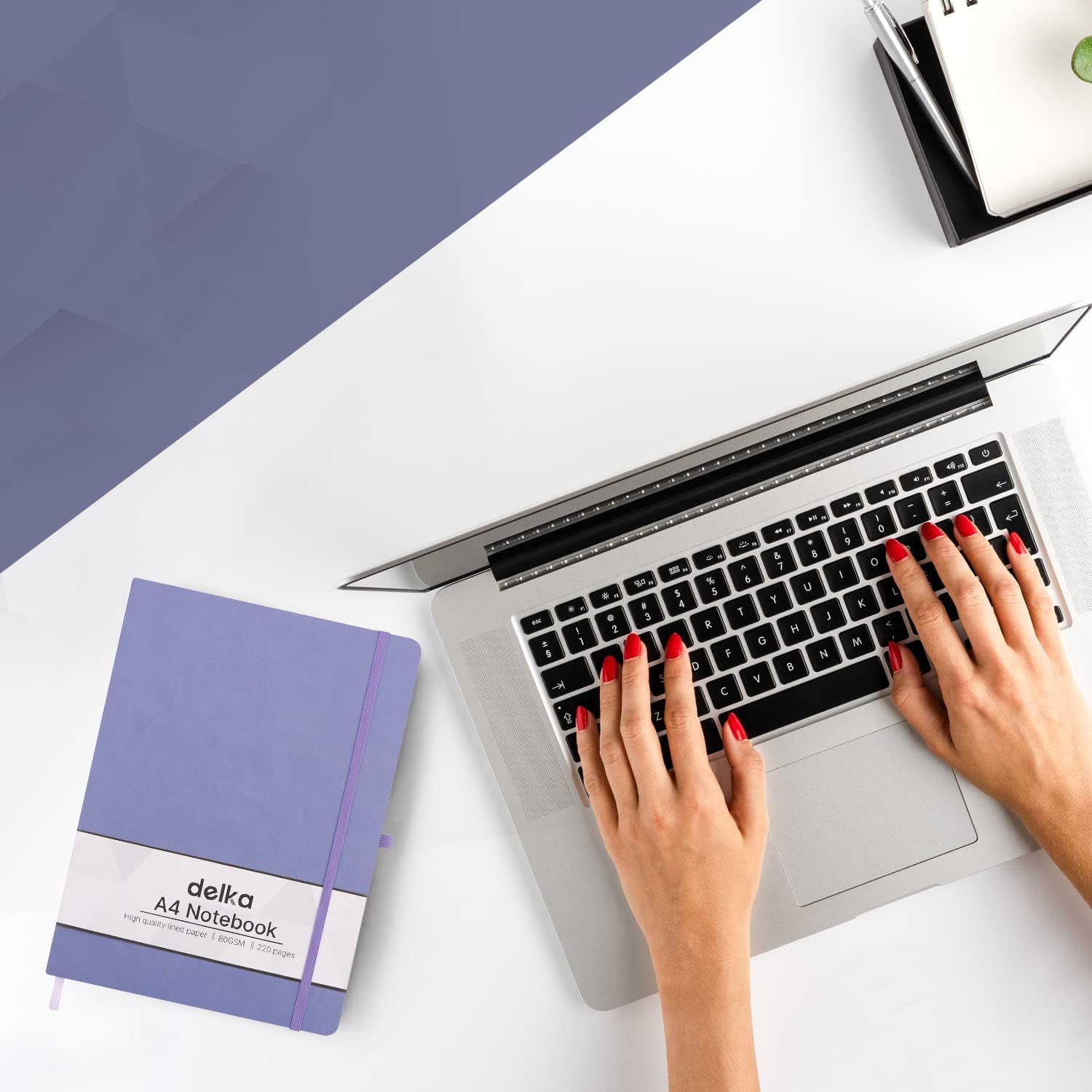 Detalle de delka A4 Notebook in Purple – 160 Pages with Practical Features
