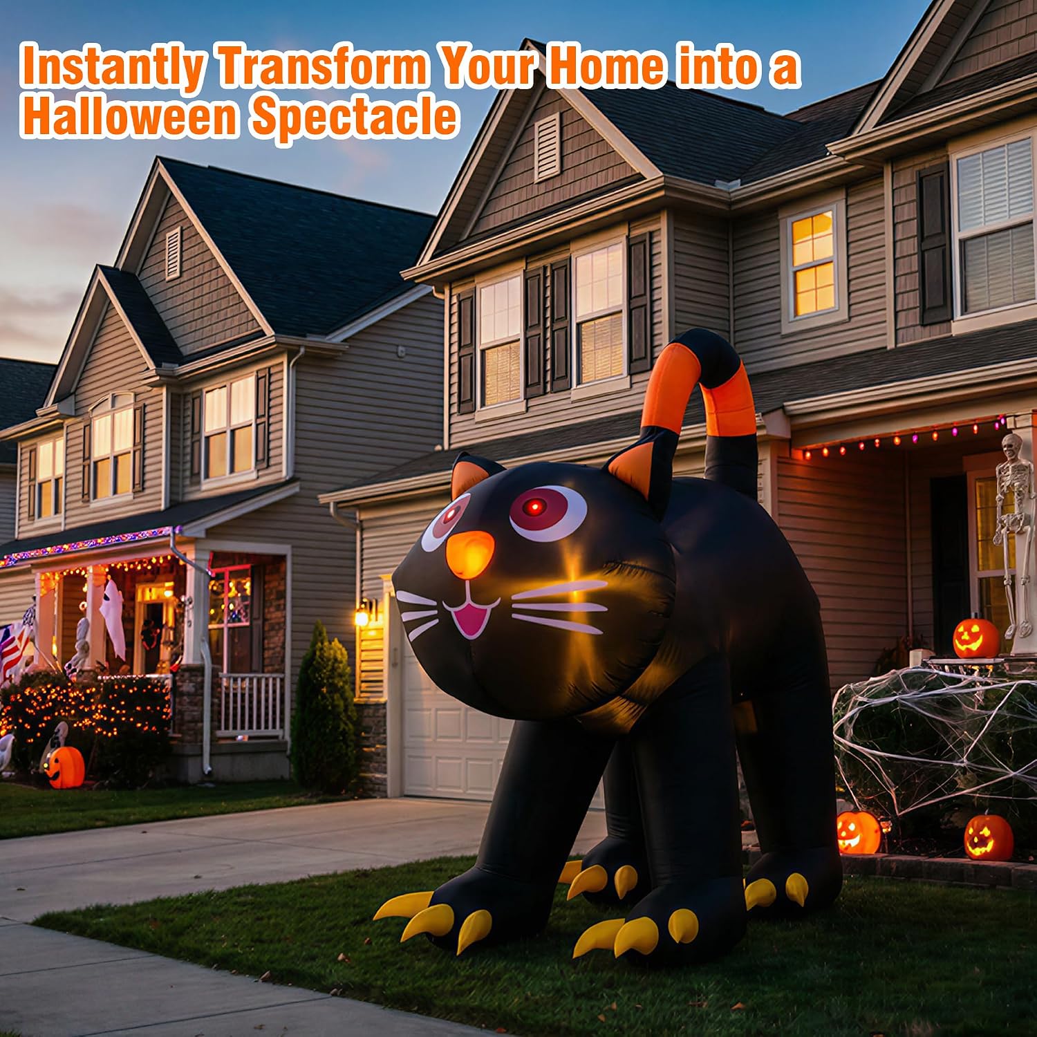 Detalle 2 de NovaFloat 01 Halloween Inflatable Black Cat with Built-In LED Lights