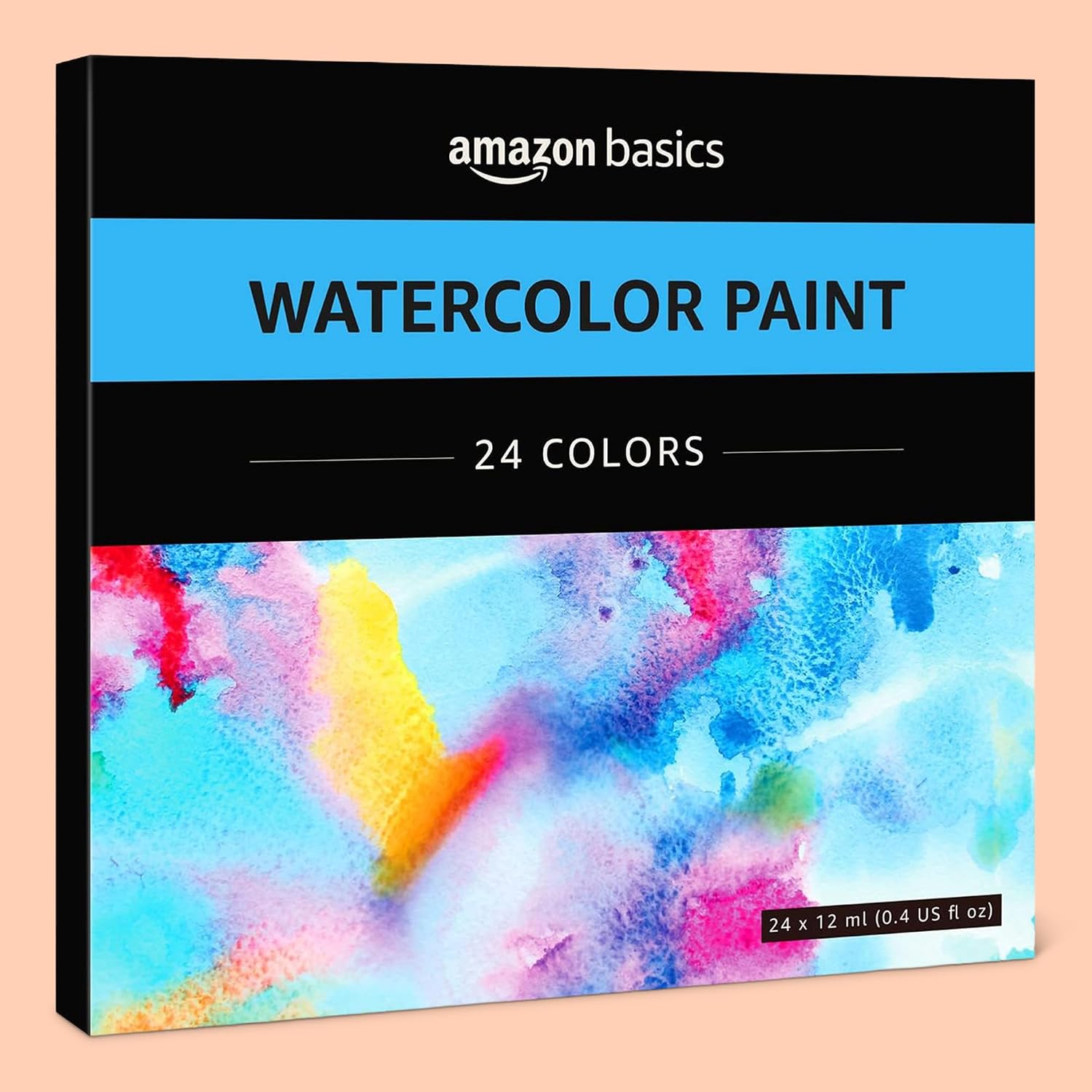 Detalle de Amazon Basics Vibrant Watercolour Paint Set – 24 Tube Colours (12 ml) for Watercolour Paper