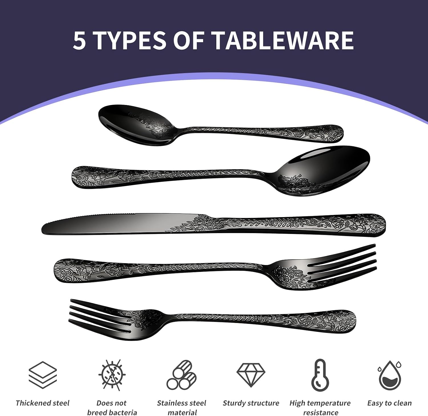 Detalle de Stainless Steel Flatware Set, 20-Piece