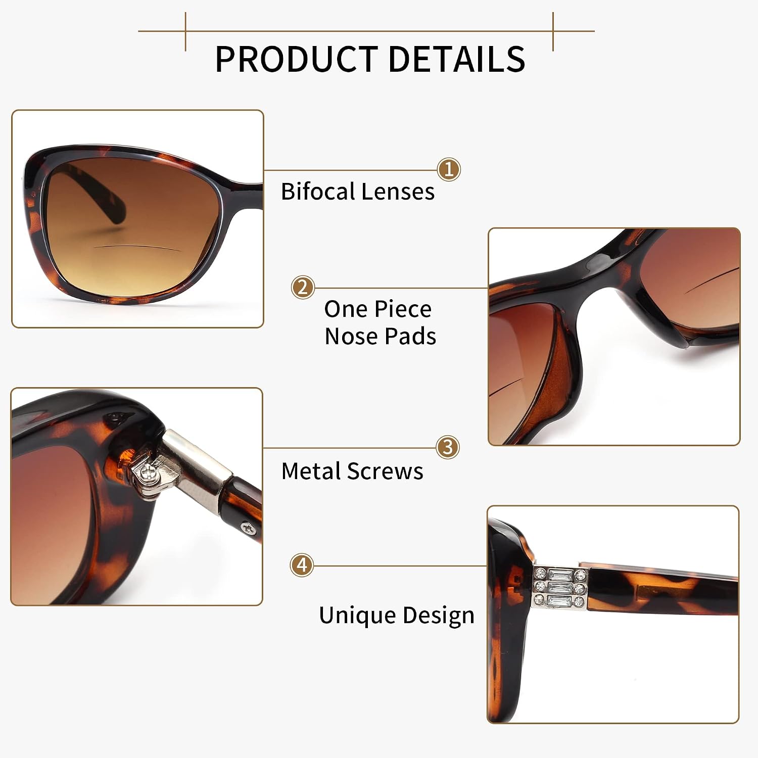 Thumbnail 3 de JM Women's Bifocal Reading Sunglasses: Vintage Outdoor Readers with Gradient Lenses