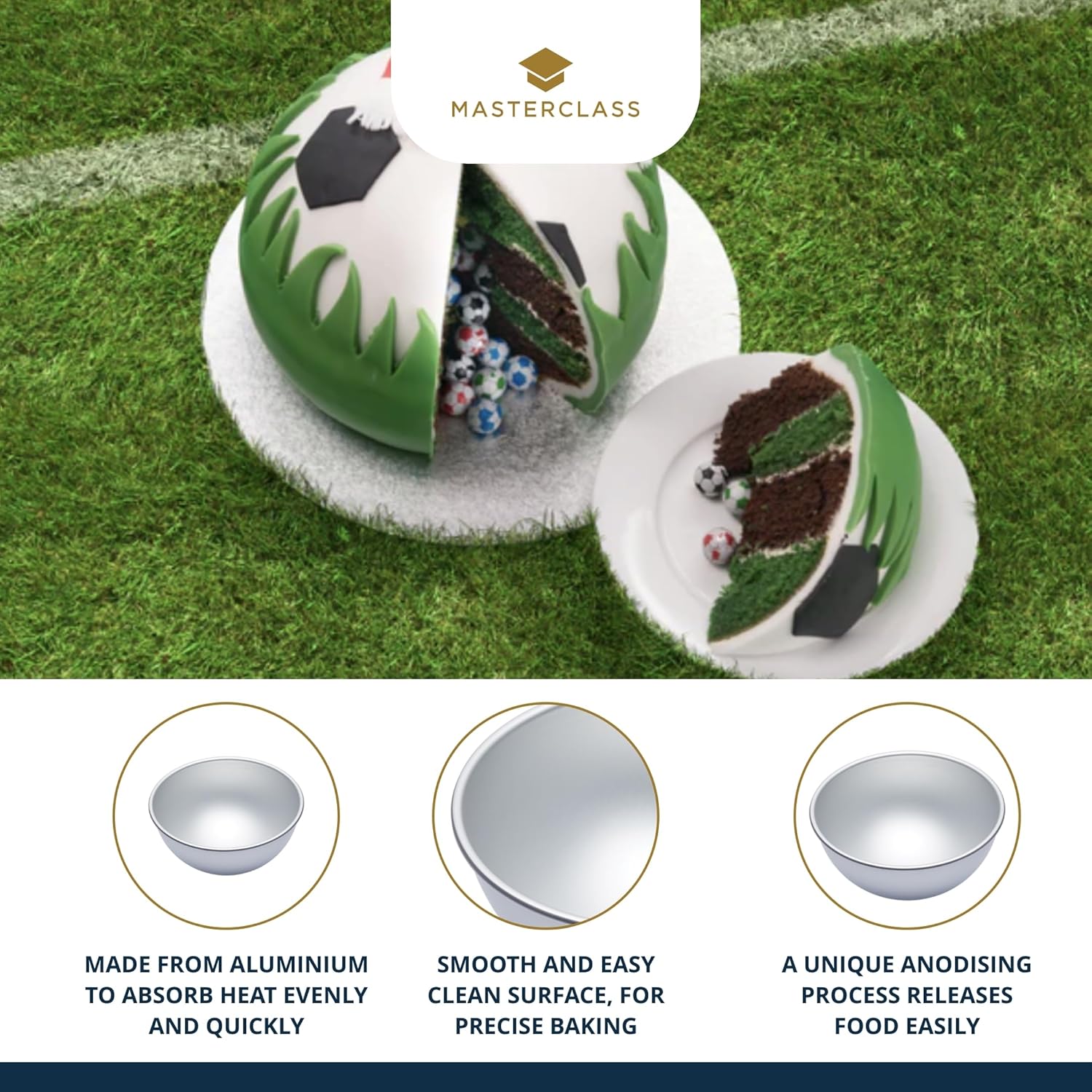 Detalle de MasterClass Hemisphere Cake Tin 20 cm – moule en aluminium anodisé argenté
