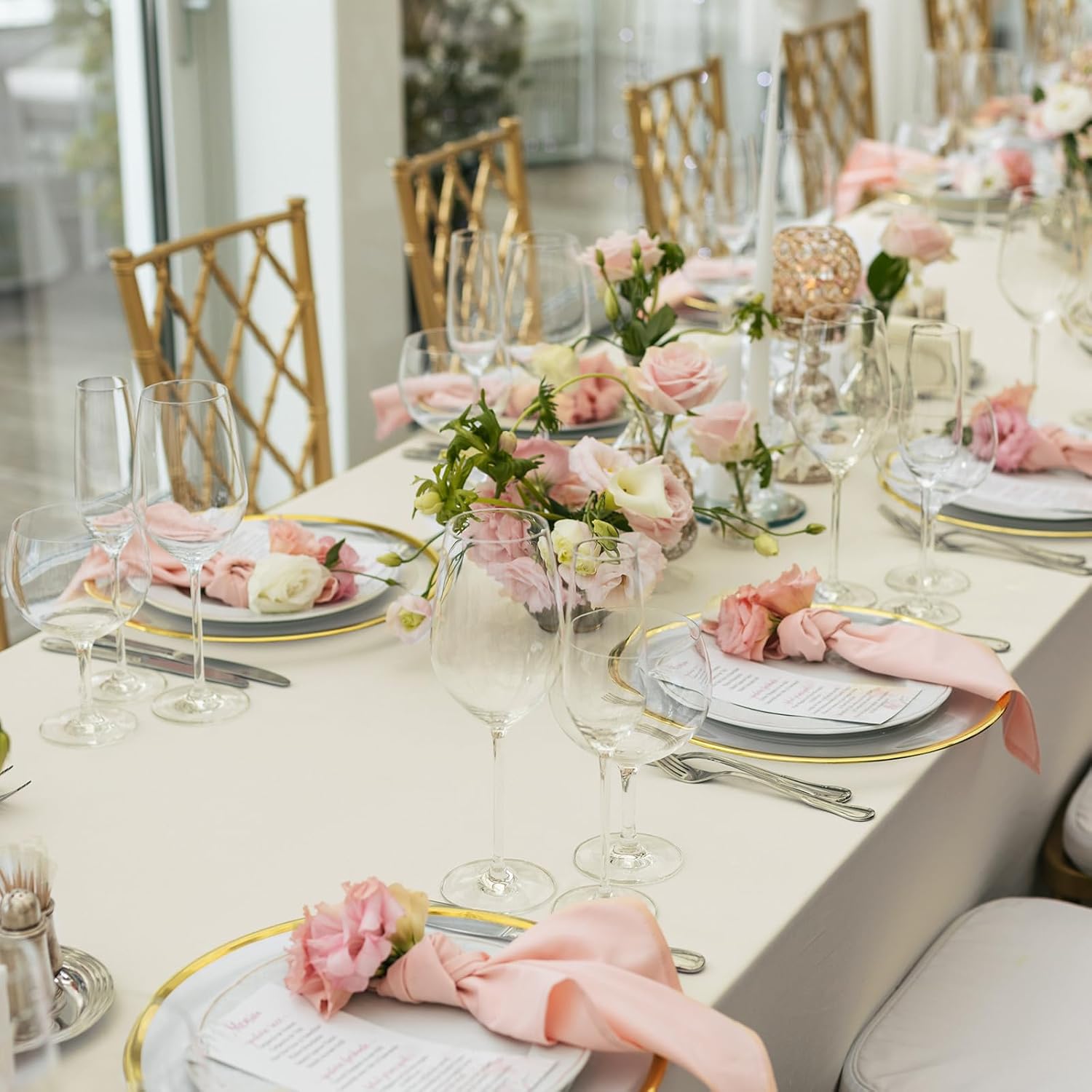 Detalle de Fixwal 6 Pack Ivory 70 x 120 Inch Rectangle Tablecloths