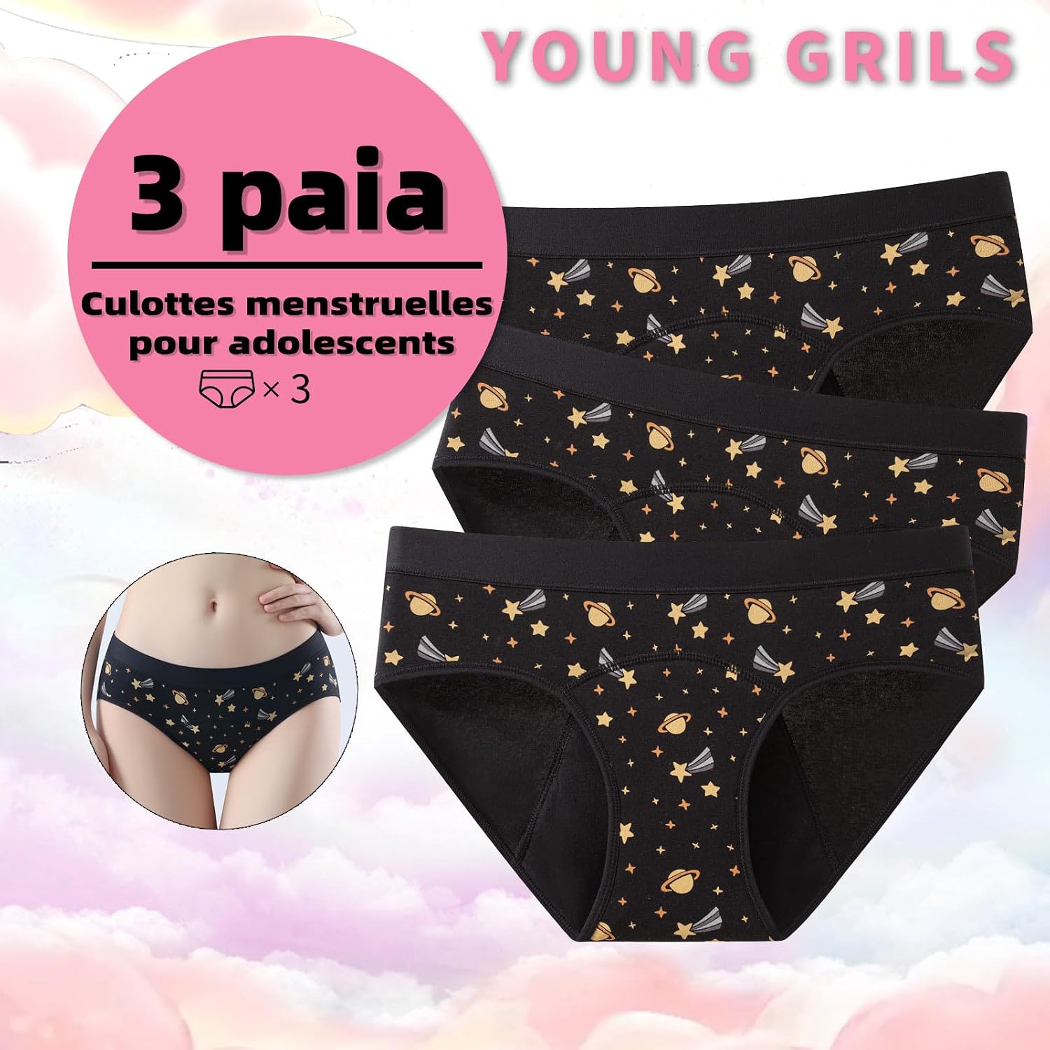 Detalle 2 de Culotte menstruelle FOTOOL, lot de 3