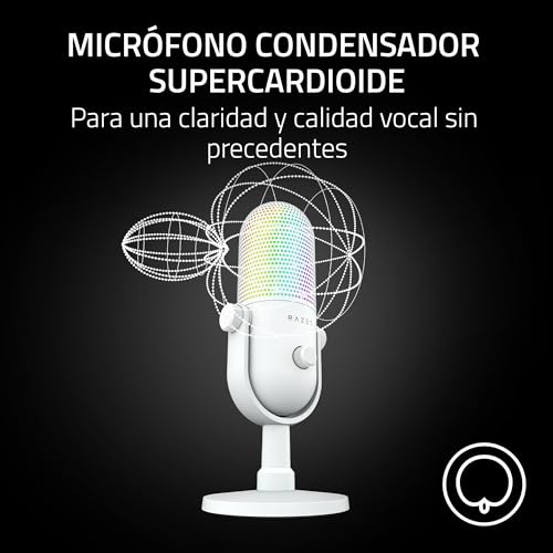 Detalle 2 de Razer Seiren V3 Chroma micrófono condensador USB blanco 🎙