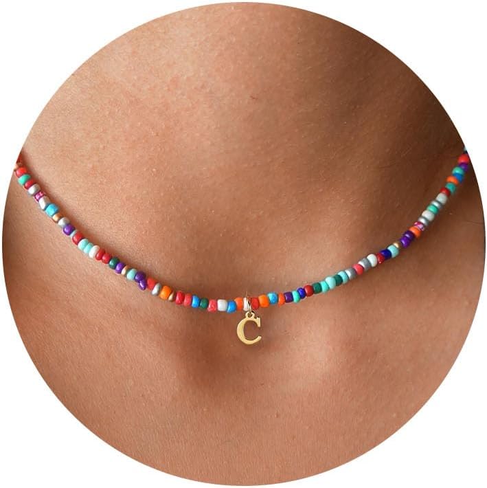 TINGN bunte Buchstaben-Perlenkette für Kinder & Damen – Boho-Schmuck zum Verschenken