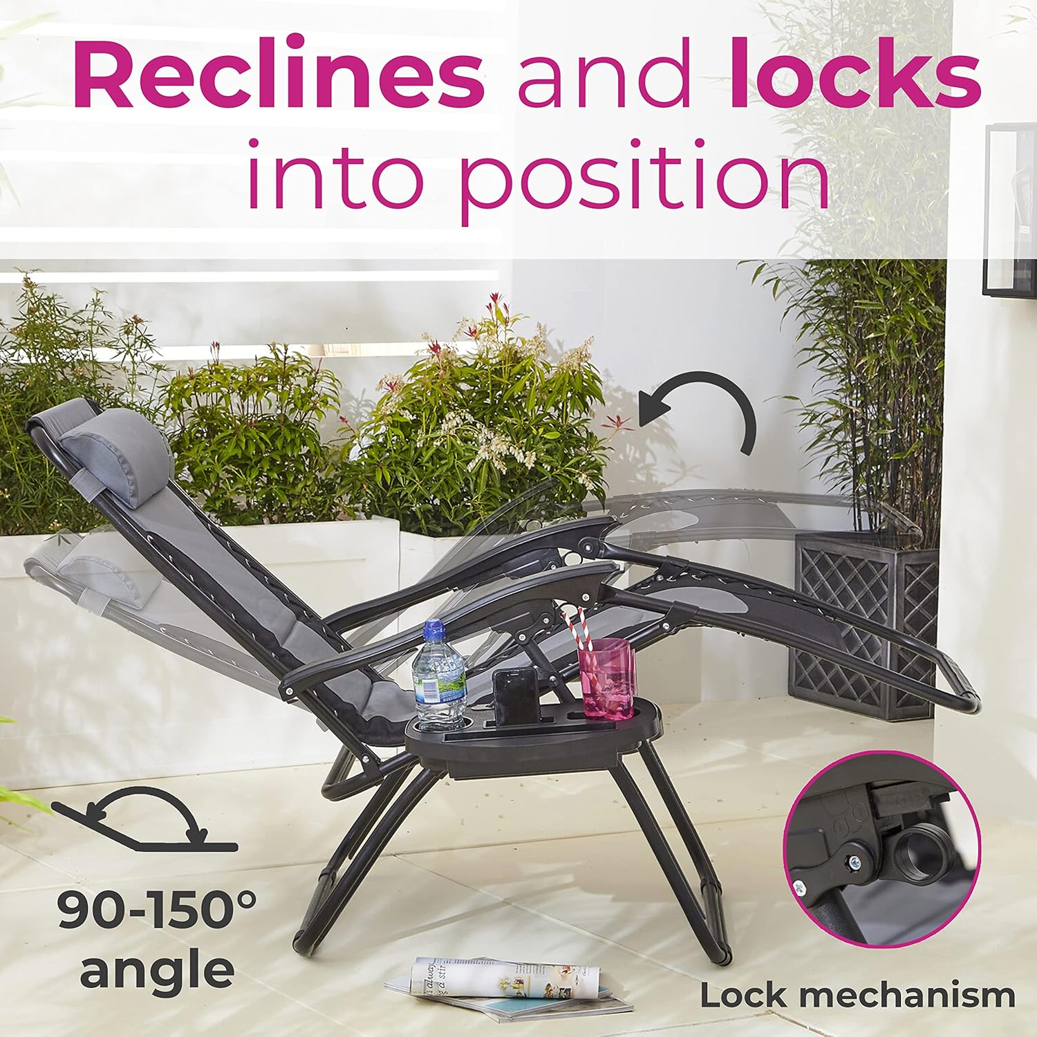 Detalle de Zero gravity sun lounger chair 160cm
