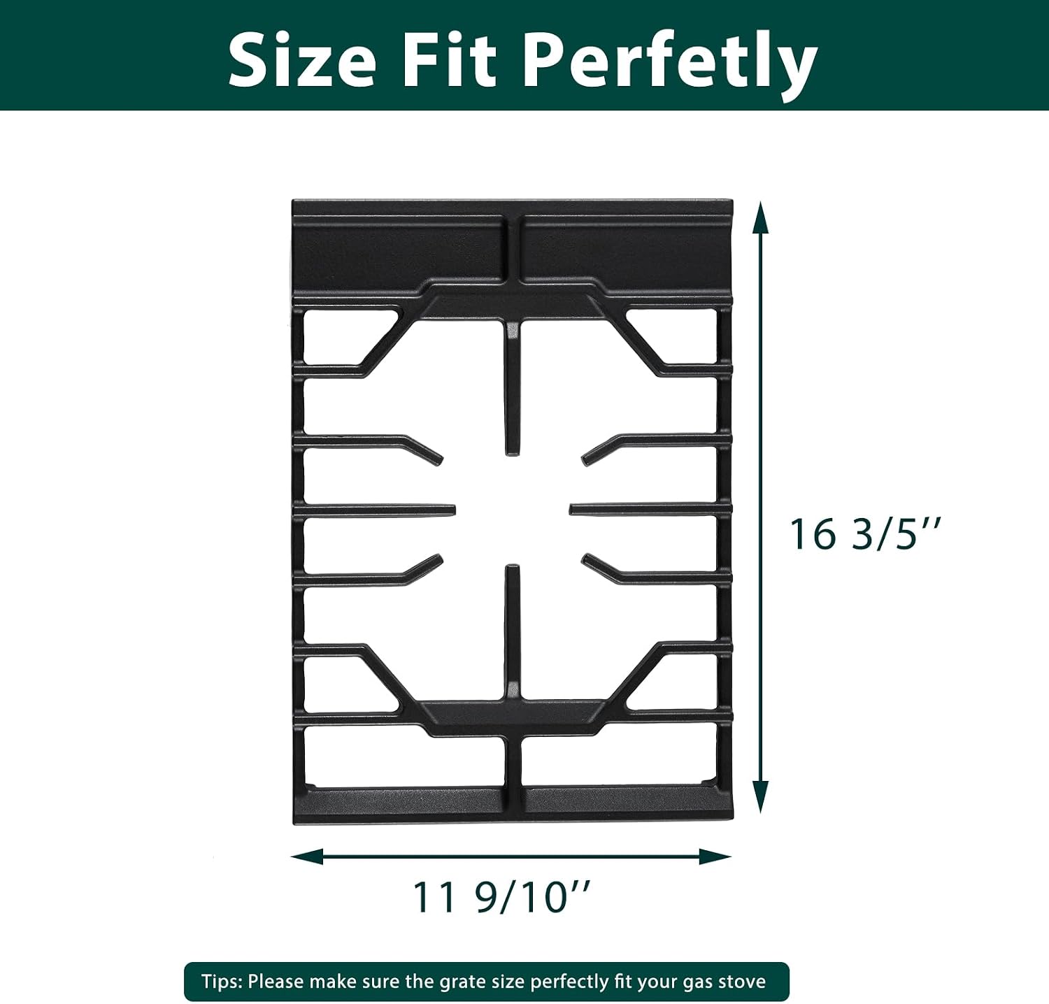 Detalle de Anniparts DG98-01194A Gas Stove Center Grate, Cast Iron, 16 3/5 x 11 9/10 in