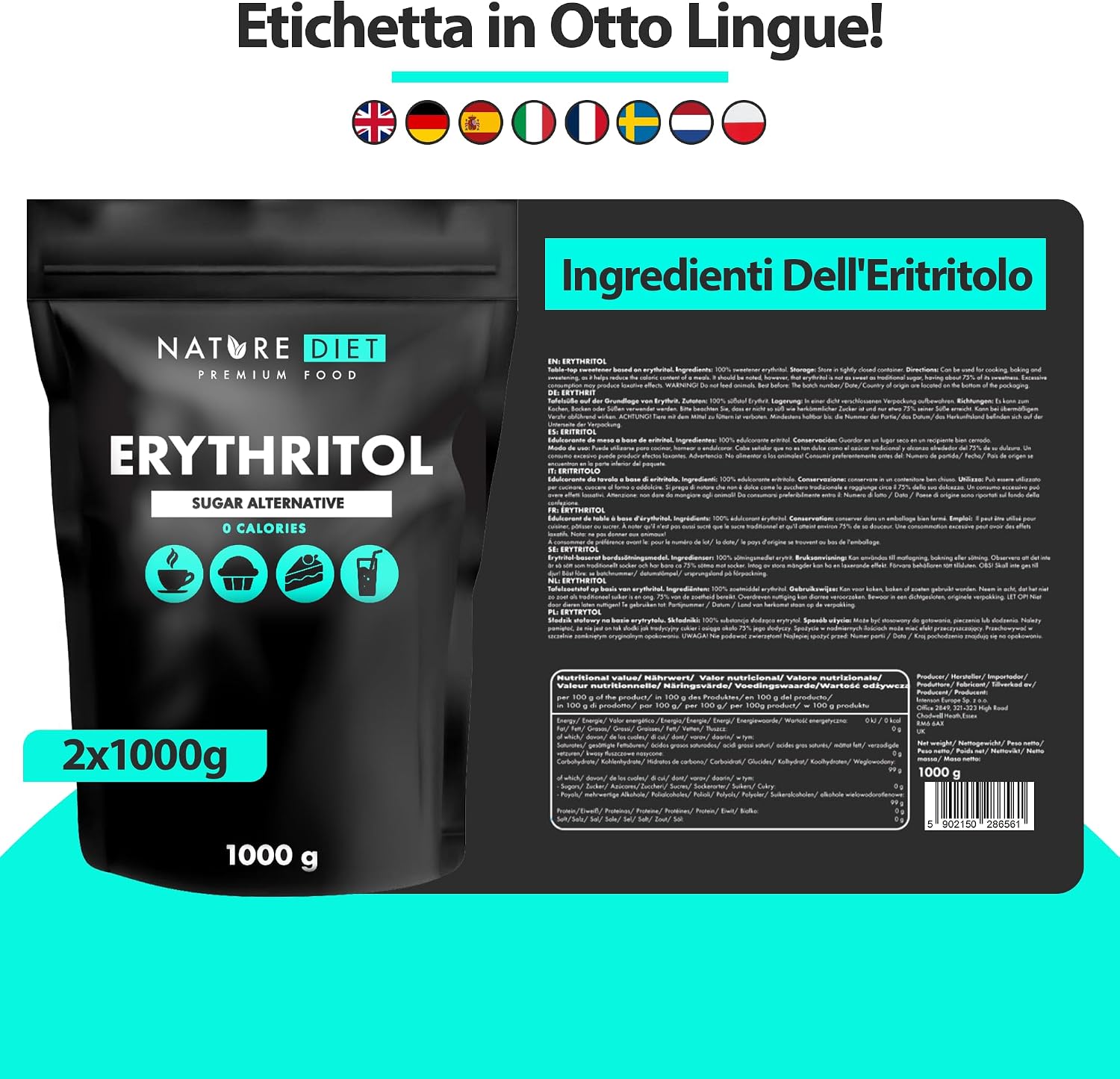 Thumbnail 1 de Nature Diet Eritritolo 2000 g 🍬