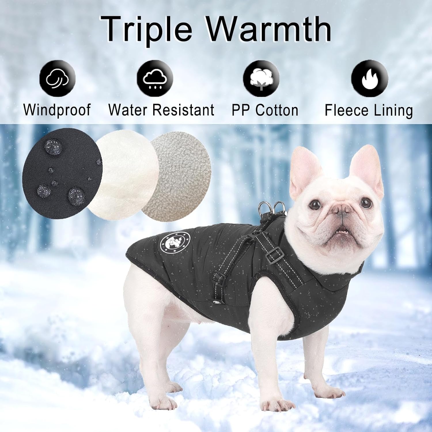 Thumbnail 2 de LUOWAN Warm Dog Coat with Harness for Small to Large Dogs