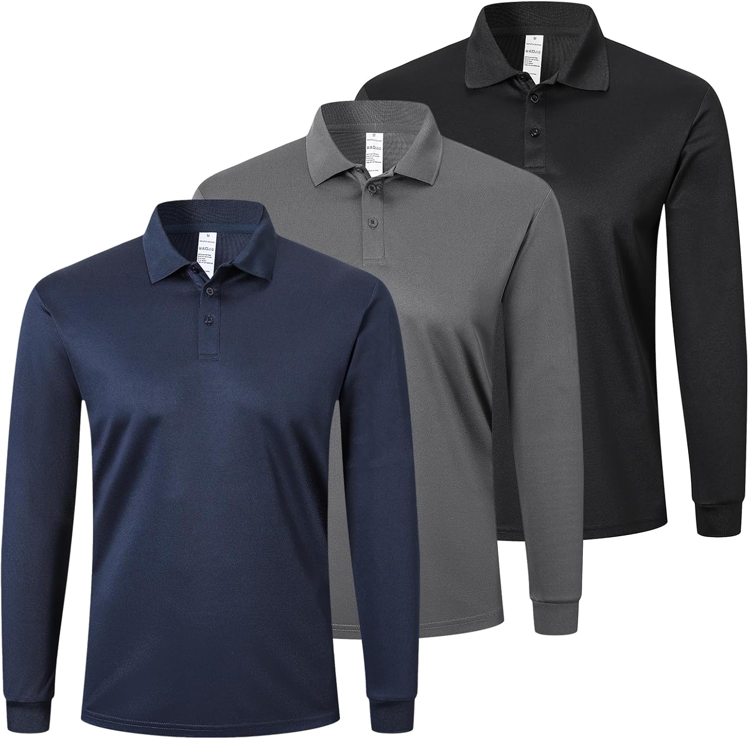 Thumbnail 6 de ZENGVEE Men's Long Sleeve Polo Shirts 3 Pack – Quick Dry, Lightweight & Breathable