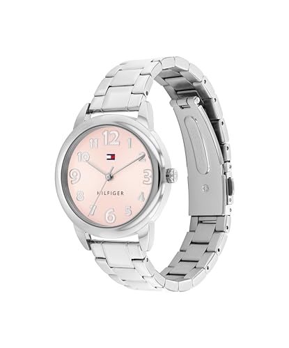Detalle 2 de Tommy Hilfiger Reloj de cuarzo para niñas: caja 34 mm, correa de acero plateada y esfera rosa