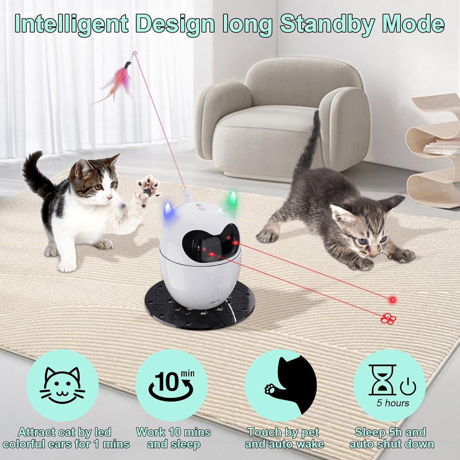 Detalle 2 de TBTeek Cat Toy 2in1 Rechargeable