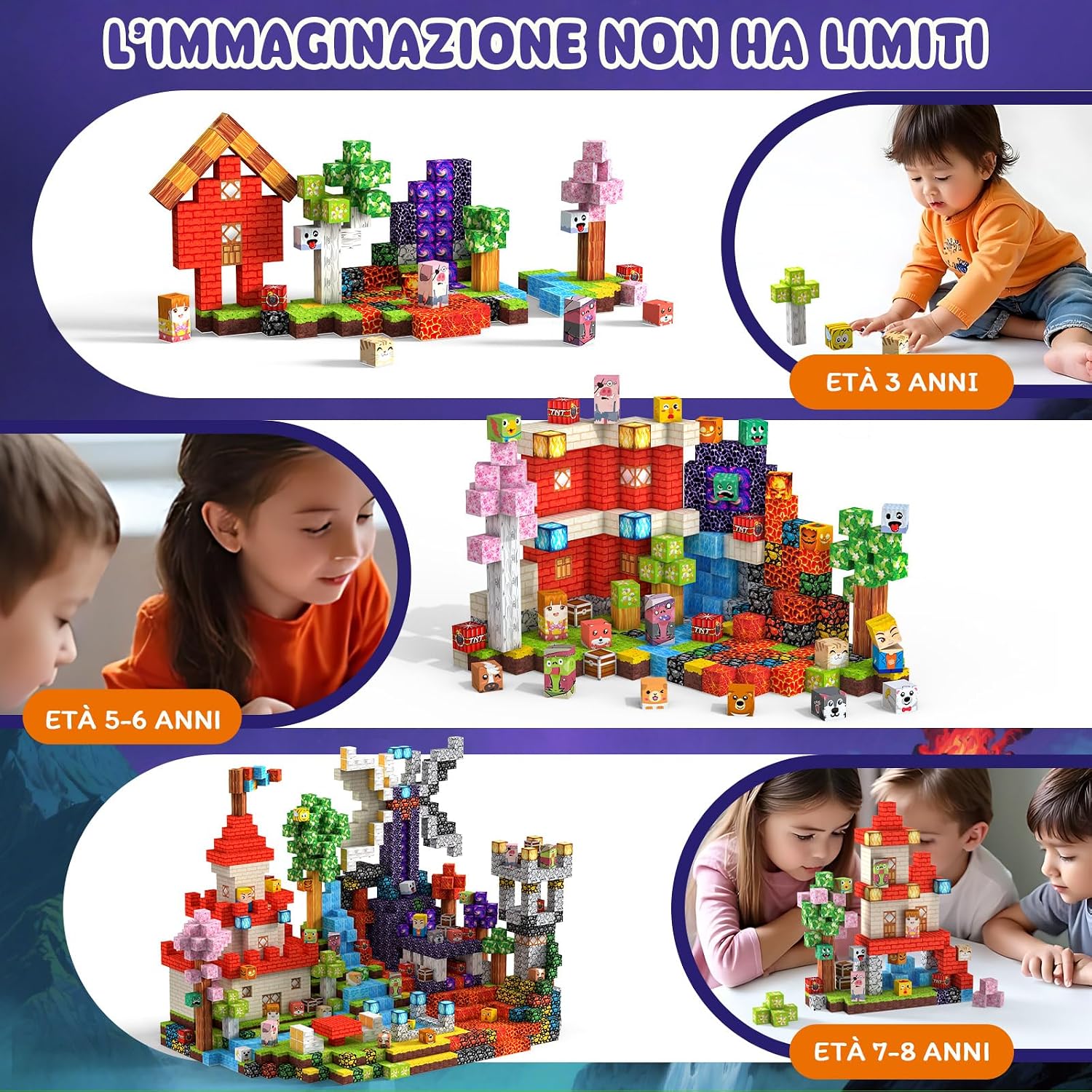 Detalle 2 de Crifeton Costruzioni Magnetiche per Bambini 330Pezzi 2 cm – Giochi Cubi Magnetici Montessori per 3+
