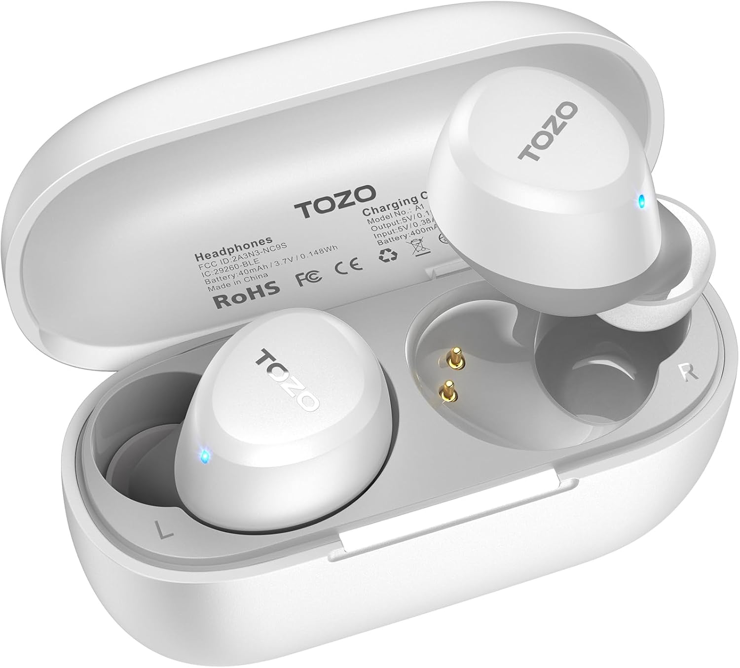 Detalle de TOZO A1 Wireless Earbuds, Bluetooth 5.3, IPX5, 32 EQ Presets