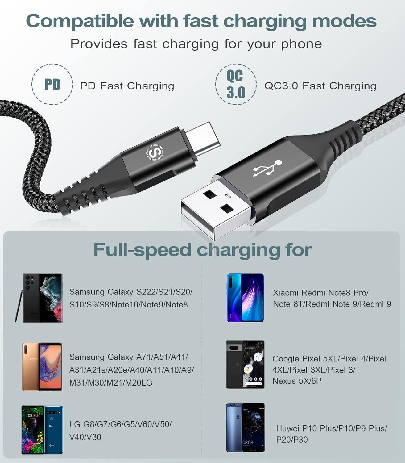 Thumbnail 6 de 2Pack 2M USB-C Charger Cables – Ultra‑Fast Power & Data for a Wide Range of Phones