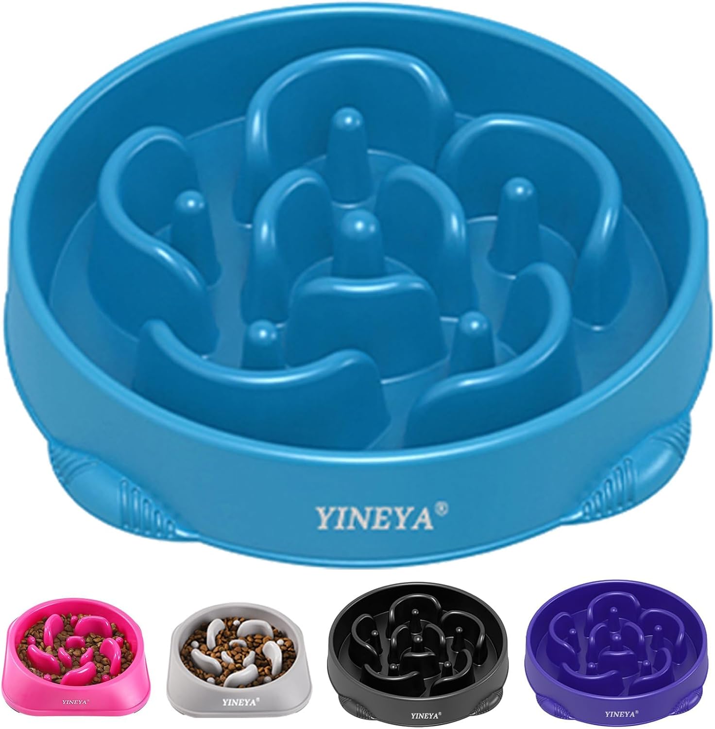 Detalle de YINEYA Large Breed Slow Feeder Dog Bowl (4 Cups) – Maze Puzzle Bowl to Help Slow Down Eating
