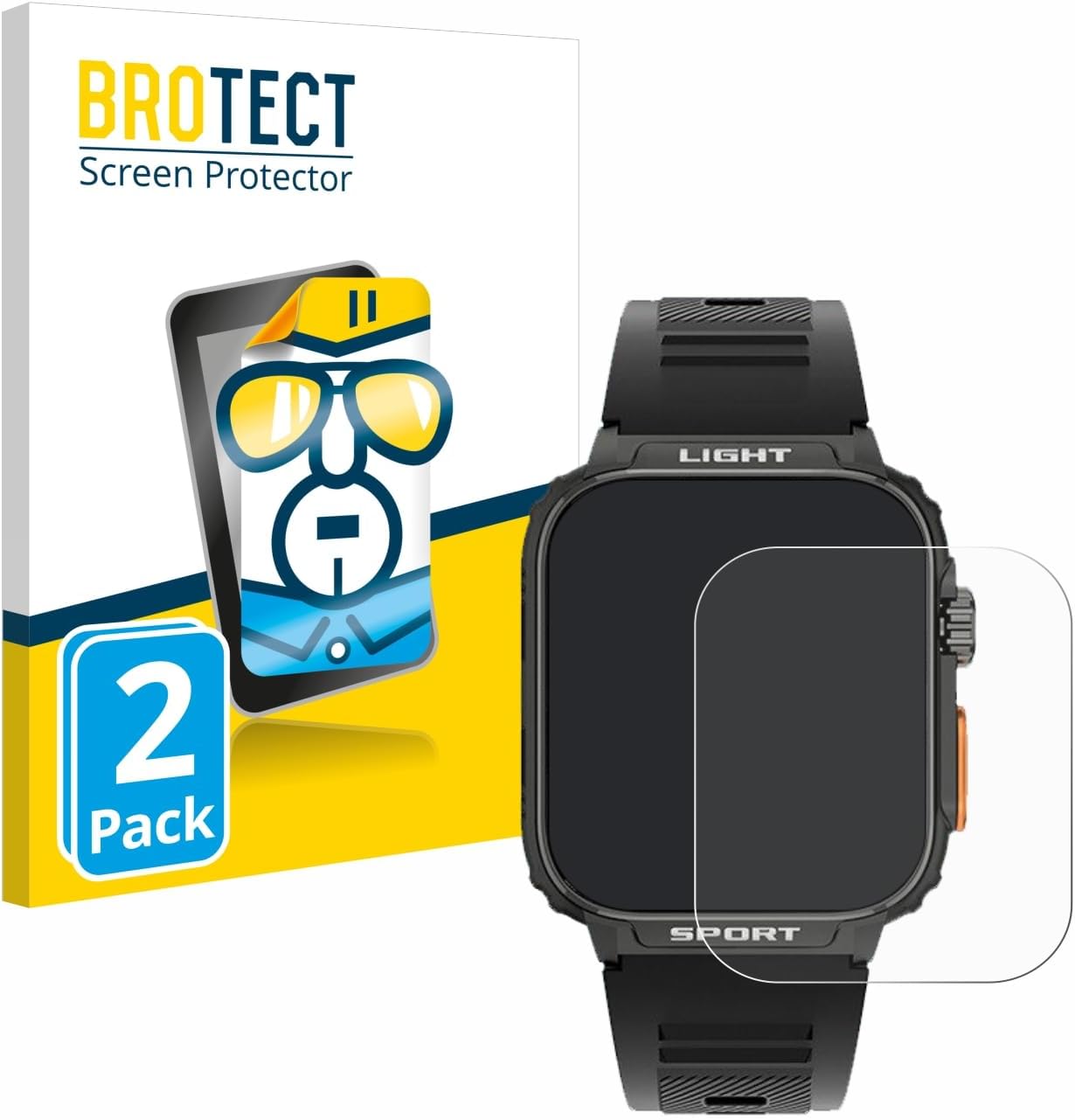 BROTECT HD-Clear Screen Protector for Bekomiya Smartwatch 1.91" (2 Pack)
