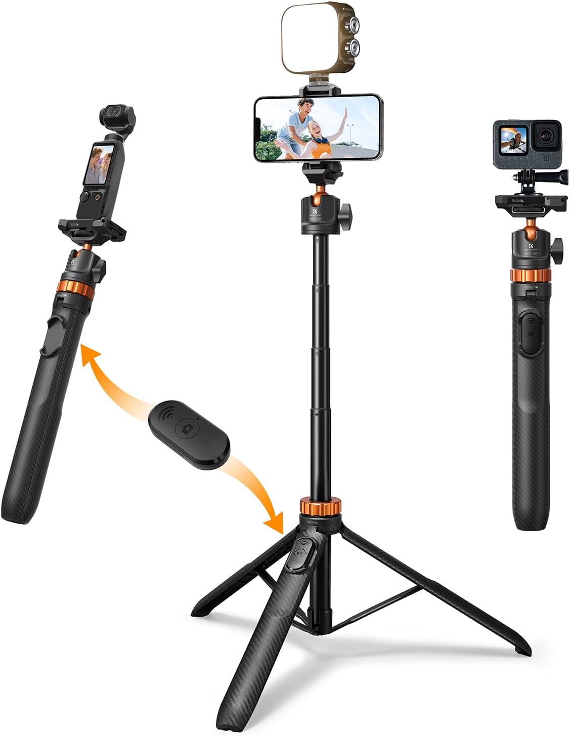 Detalle de K&F CONCEPT 158cm Selfie Stick Tripod