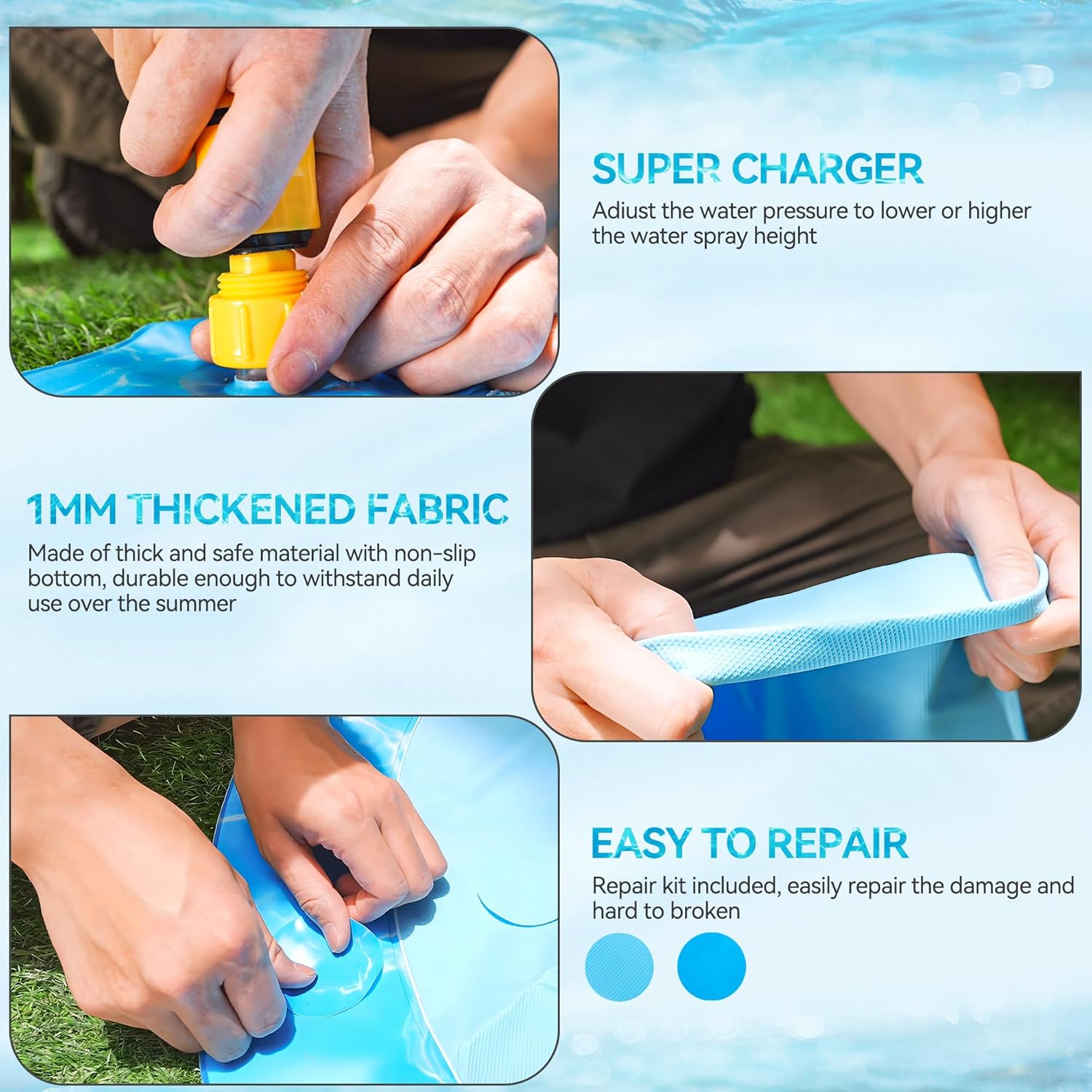 Detalle 2 de ALL FOR PAWS Large Sprinkler Pad Mat (100cm) – Outdoor Dog Cooling Splash Pad