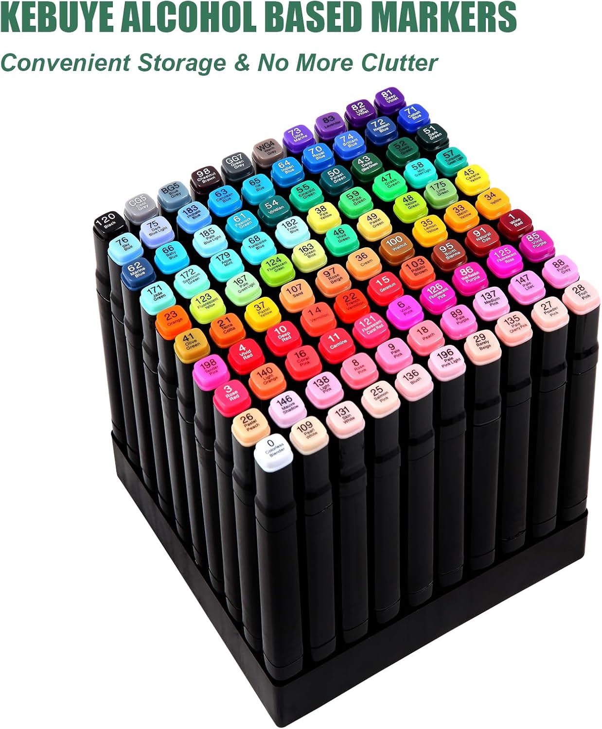 Detalle 2 de Kebuye Alkohol Marker Set (Twin Marker) mit 100 Farben – Meißel & feine Spitze für Manga, Design und Zeichnung