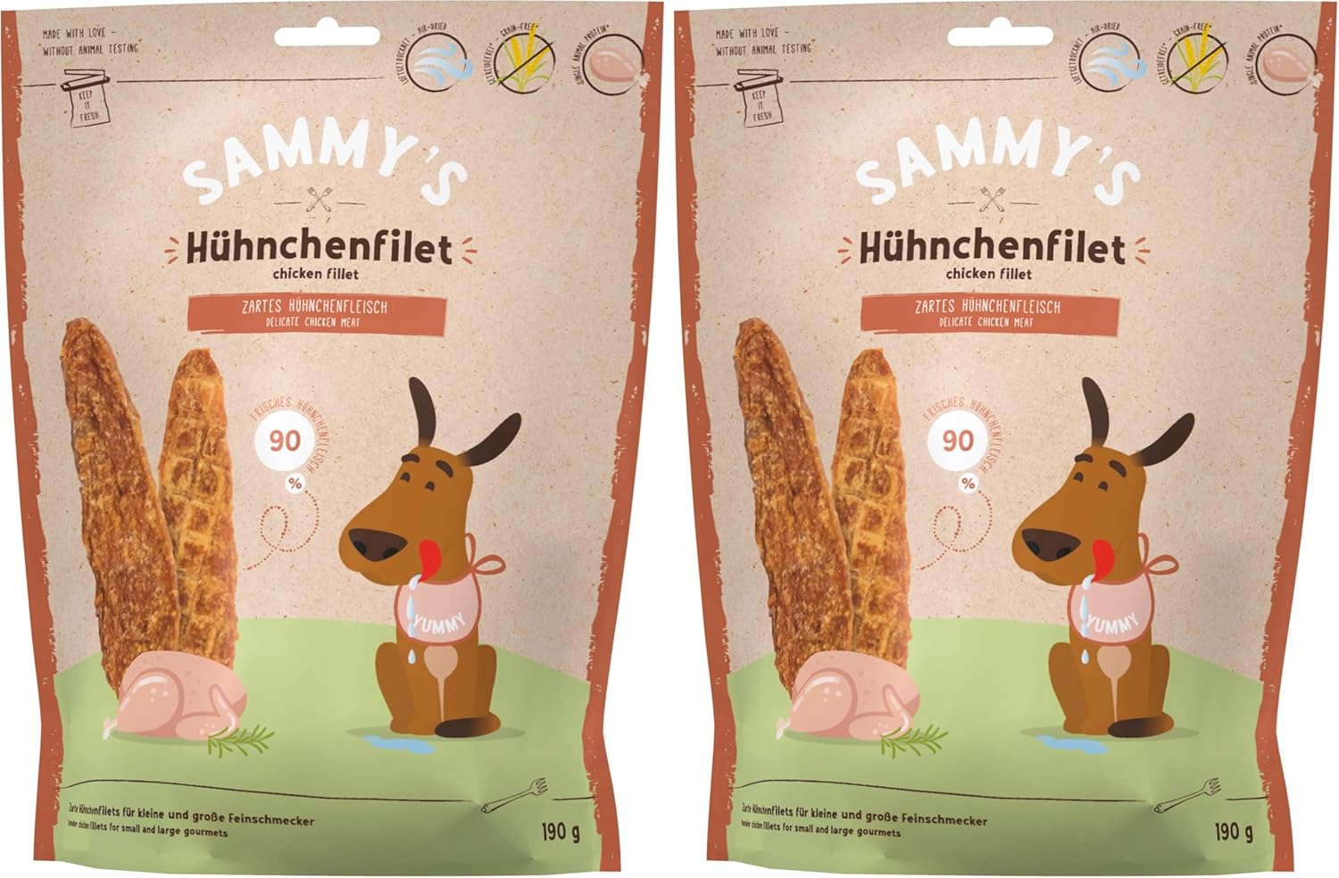 Detalle 2 de Sammy Lot de 6 sachets de Filet de Poulet 190 g — pépite pour gourmets canins à partir de 12 mois