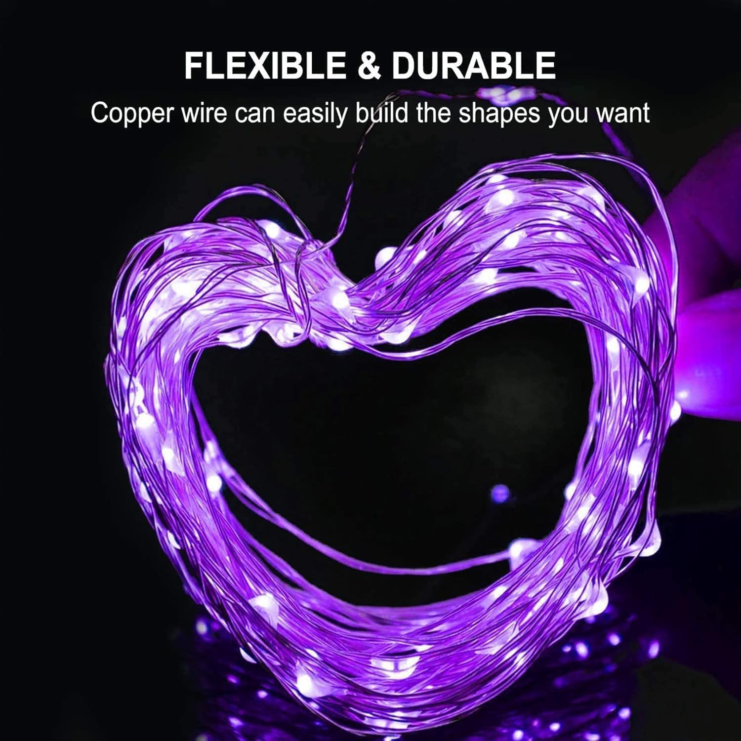 Thumbnail 1 de Lezonic Solar String Lights Outdoor – 12M/40Ft, 120LED Copper Wire Lights with 8 Modes (Purple) for Indoor/Outdoor Decoration