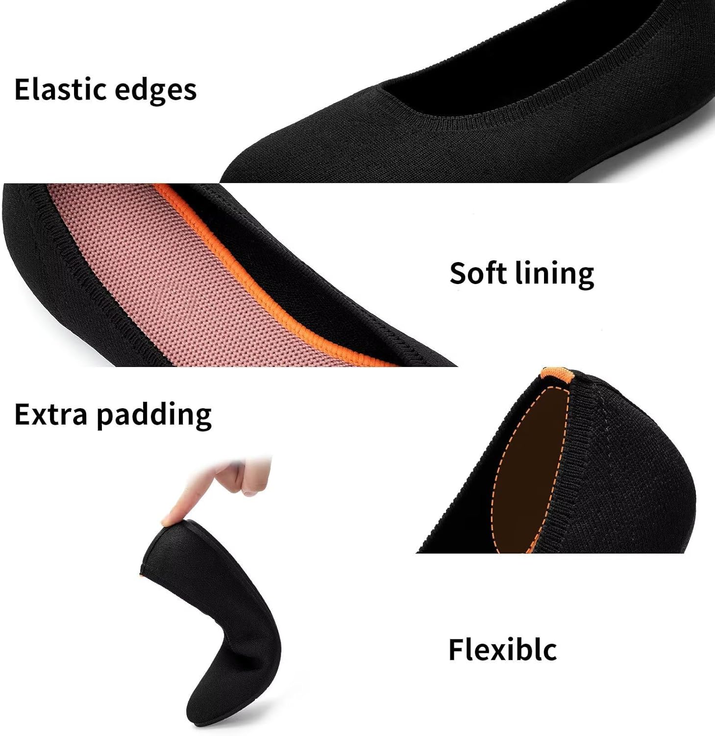 Thumbnail 3 de Puxowe Damen Ballerina Runde Zehe Flaches Schuhwerk mit Memory-Foam, Slip-On und rutschfester Sohle
