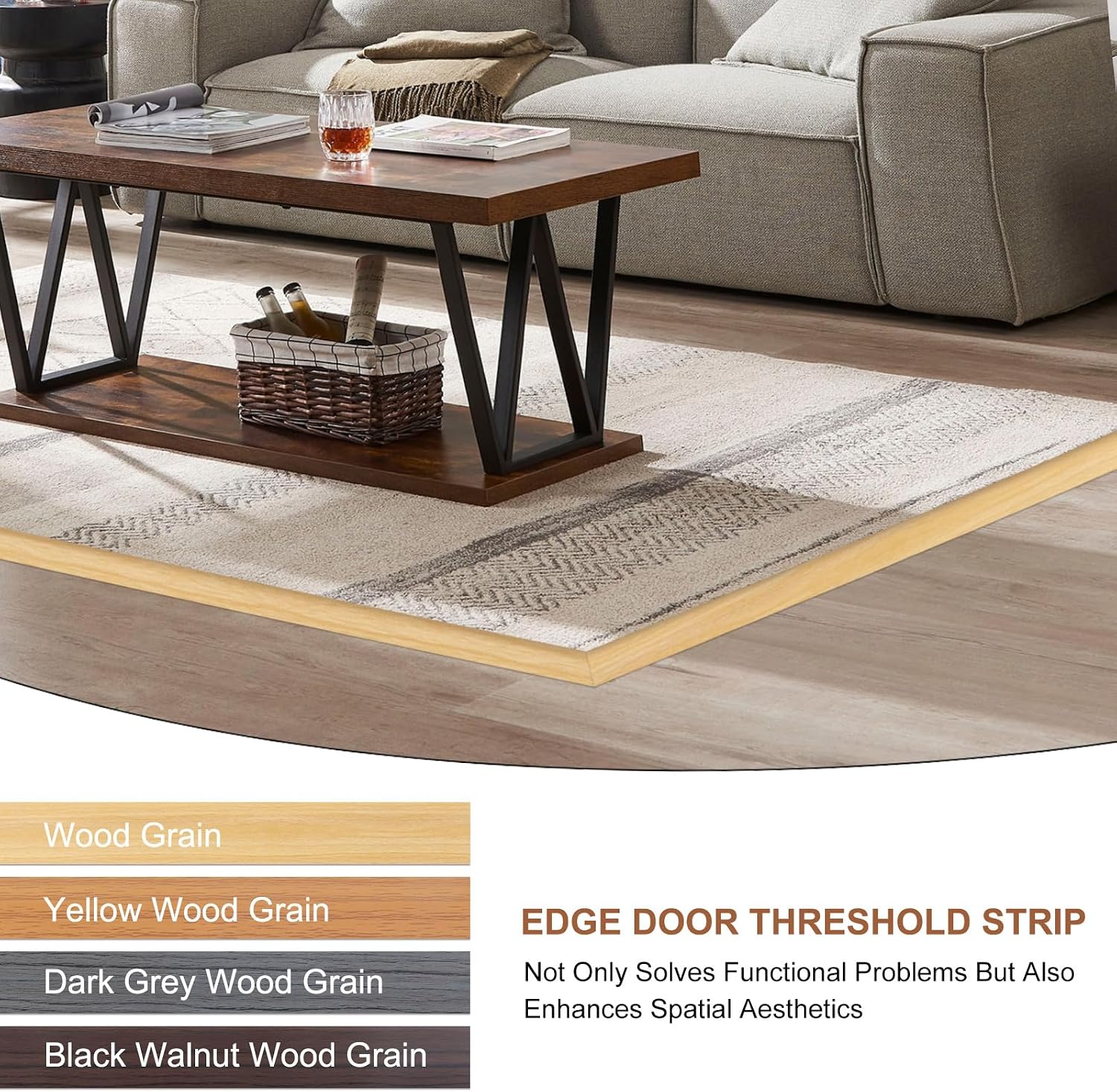 Detalle de ZTOWOTO A5015-100cm PVC Floor Transition Strip, 7 cm, Yellow Wood Grain
