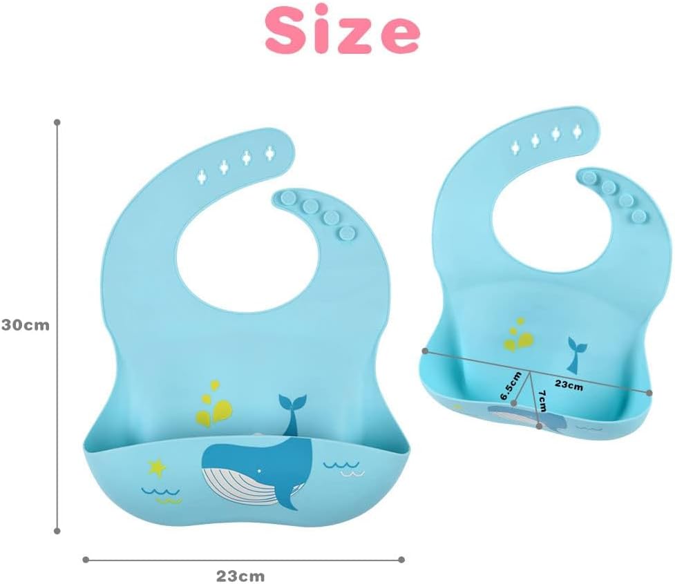 Detalle 2 de Vicloon Silicone Baby Bibs, waterproof 2 pack