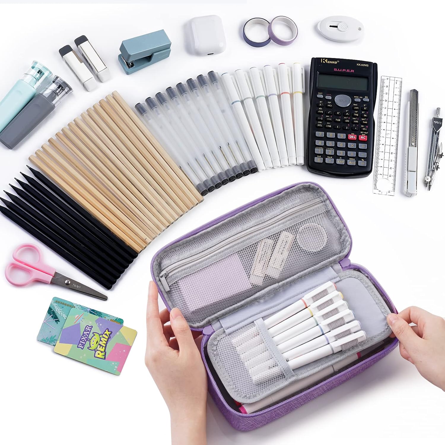 Thumbnail 1 de WEMATE Federmäppchen mit 5 Fächern (ca. 9 × 4,3 × 2,4 in) – großer Pencil-Case mit Reißverschluss