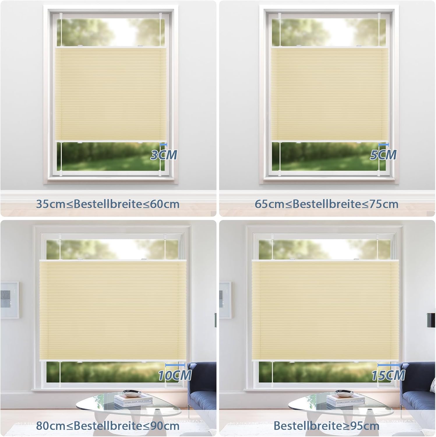 Thumbnail 5 de Sanfree Plissee Klemmfix ohne Bohren Creme 50 x 110 cm (B50 x H110) für Fenster & Tür