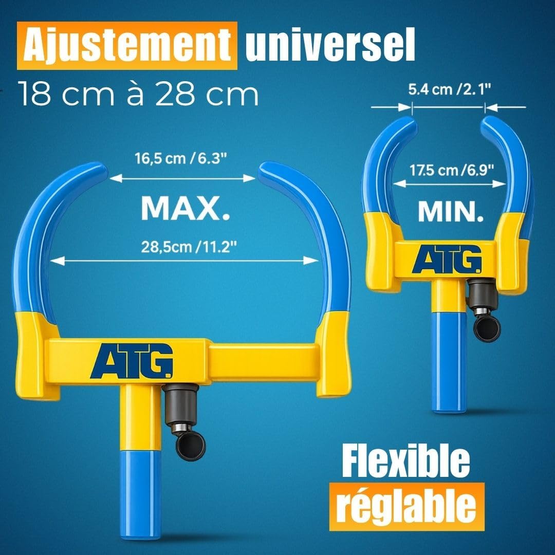 Thumbnail 5 de ATG Sabot de Roue Voiture & Remorque – Antivol Roue Universel 18–28 cm