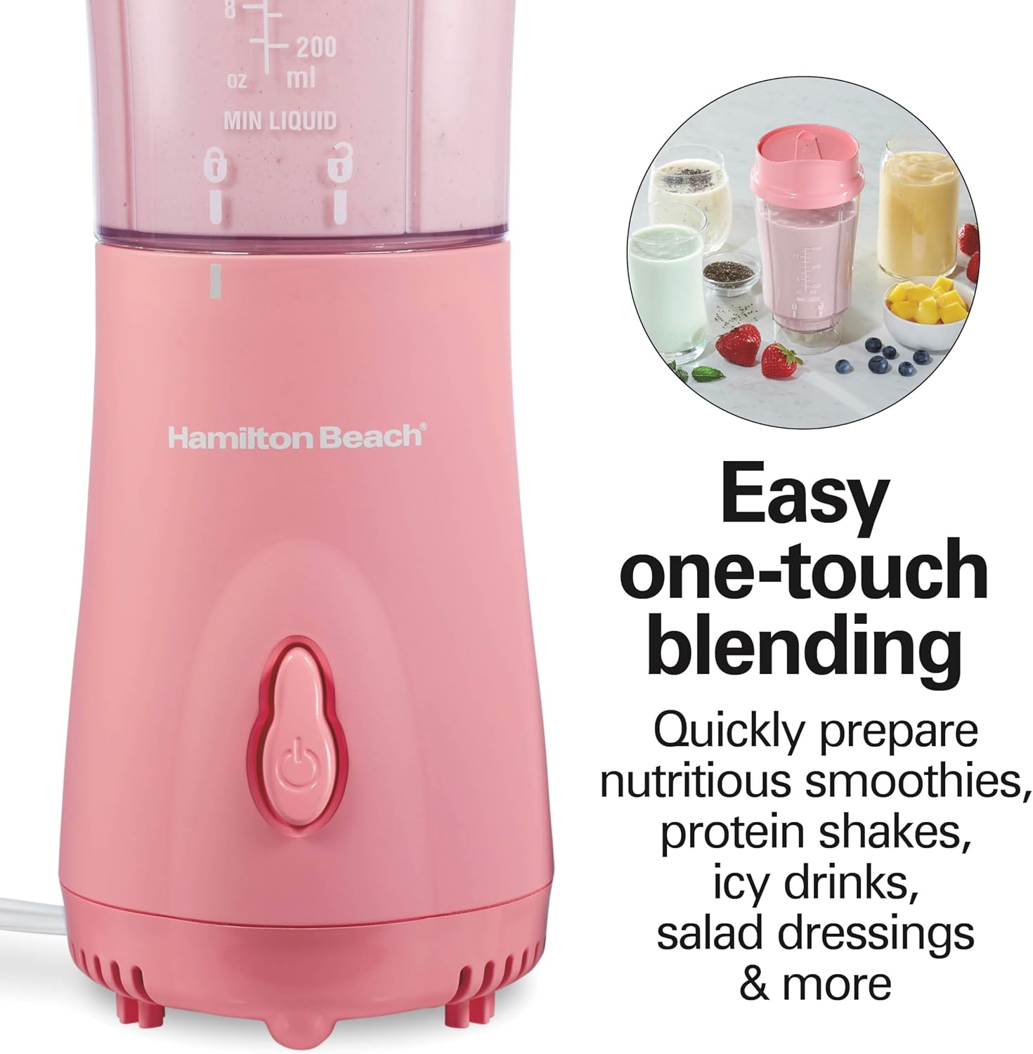 Thumbnail 5 de Hamilton Beach Portable Blender for Shakes and Smoothies 14 Oz Coral 🍹