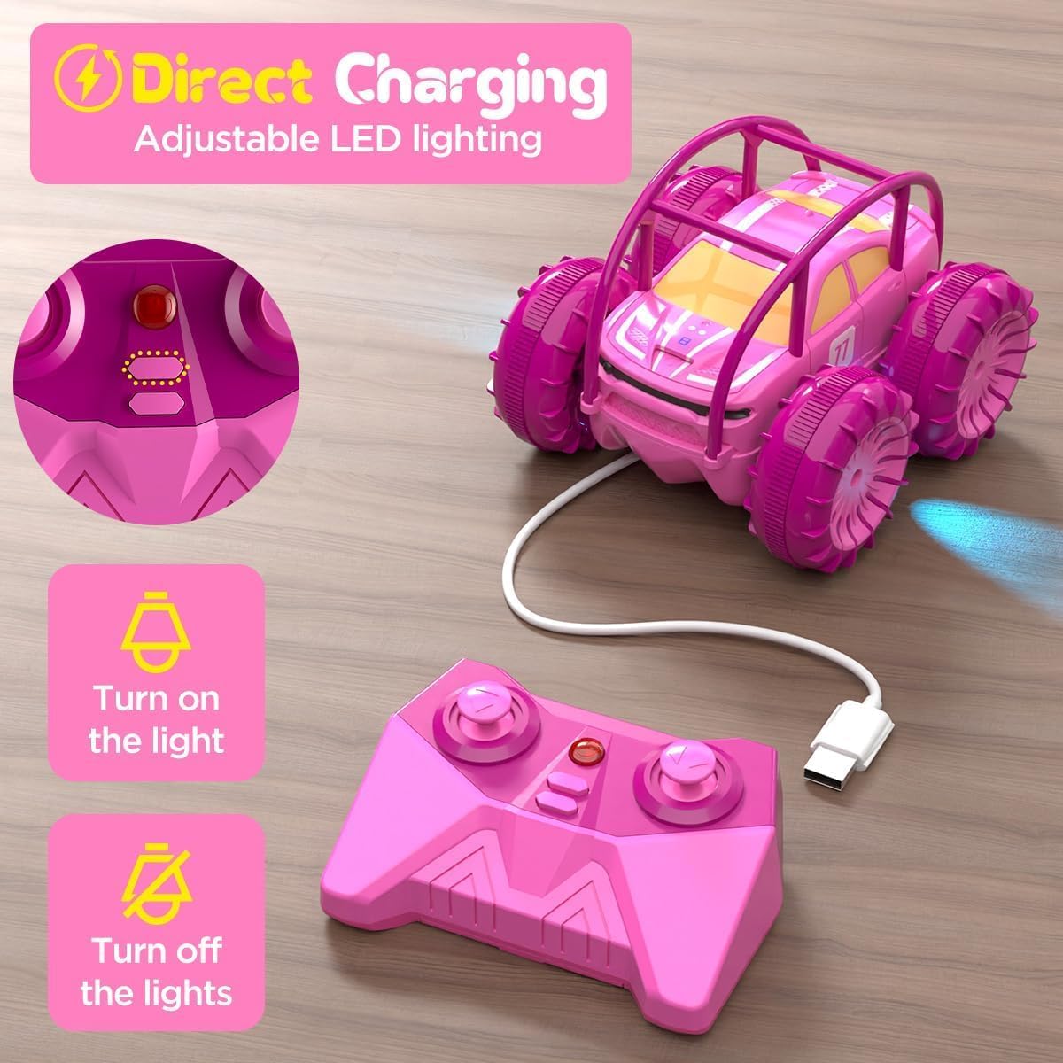 Thumbnail 1 de MaxTronic Direct Charging Remote Control Cars: 360° Flip Waterproof Stunt Car (2.4GHz 4WD)