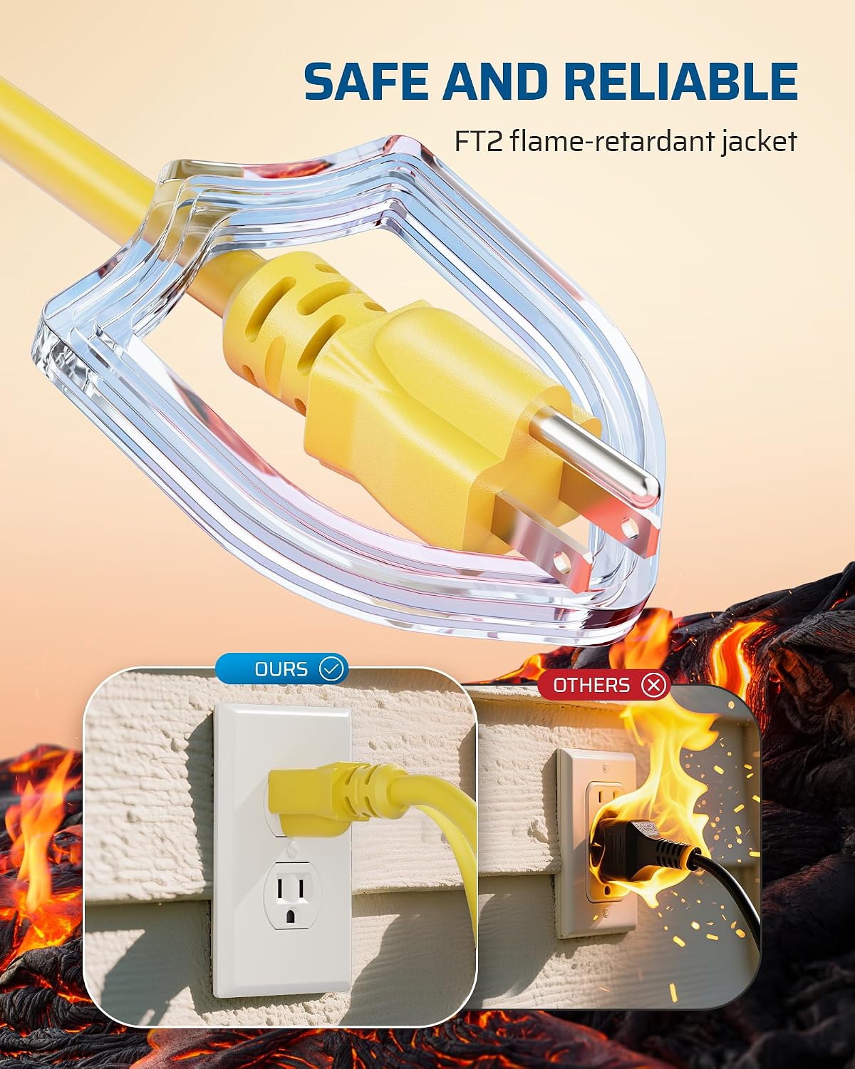 Detalle 1 de DEWENWILS DL-31C 25 ft Outdoor Extension Cord, 6 Outlets, 14/3 SJTW