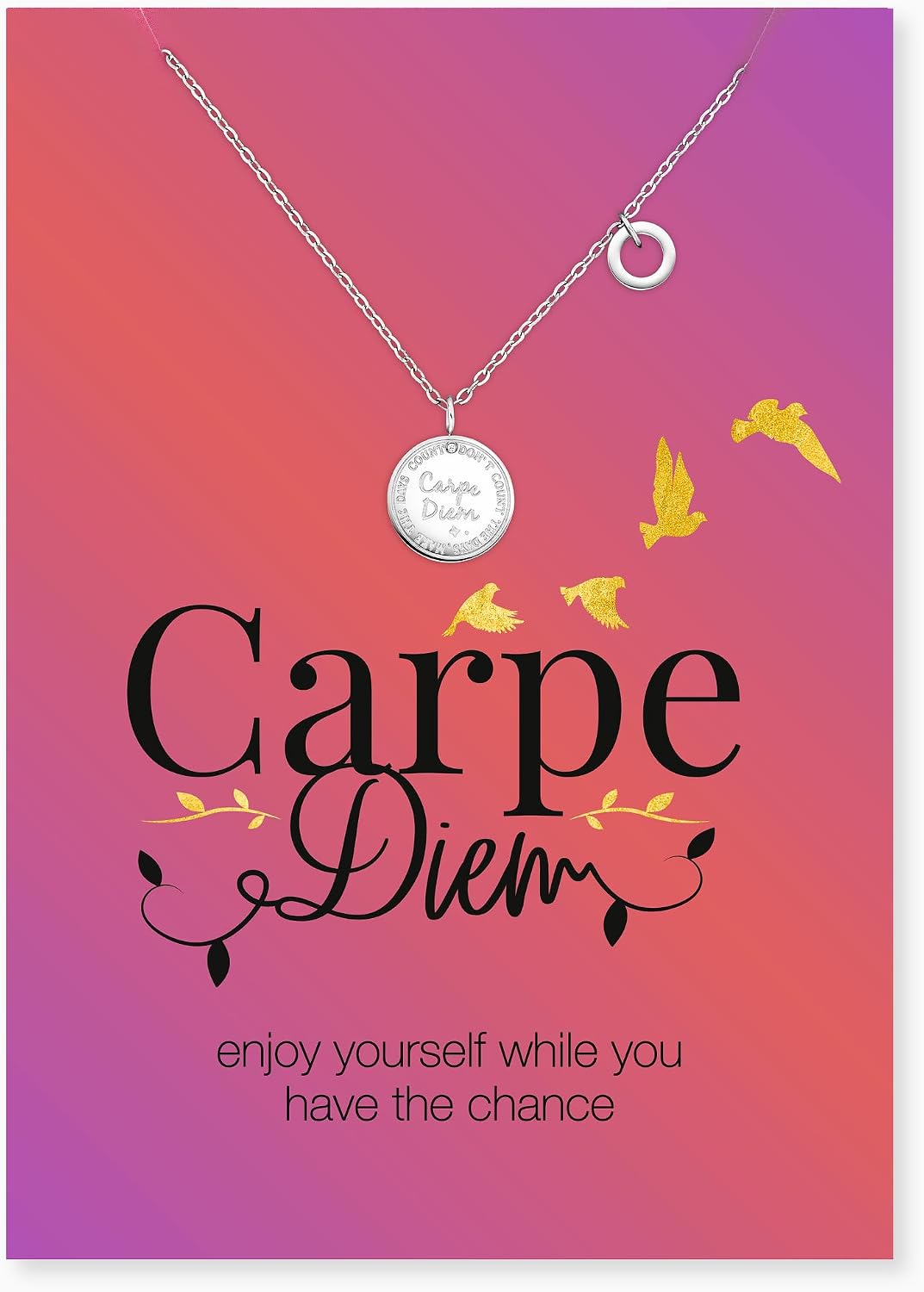 Detalle 1 de Engelsrufer Grußkarte Carpe Diem mit Edelstahlkette – Mutmacher-Geschenk