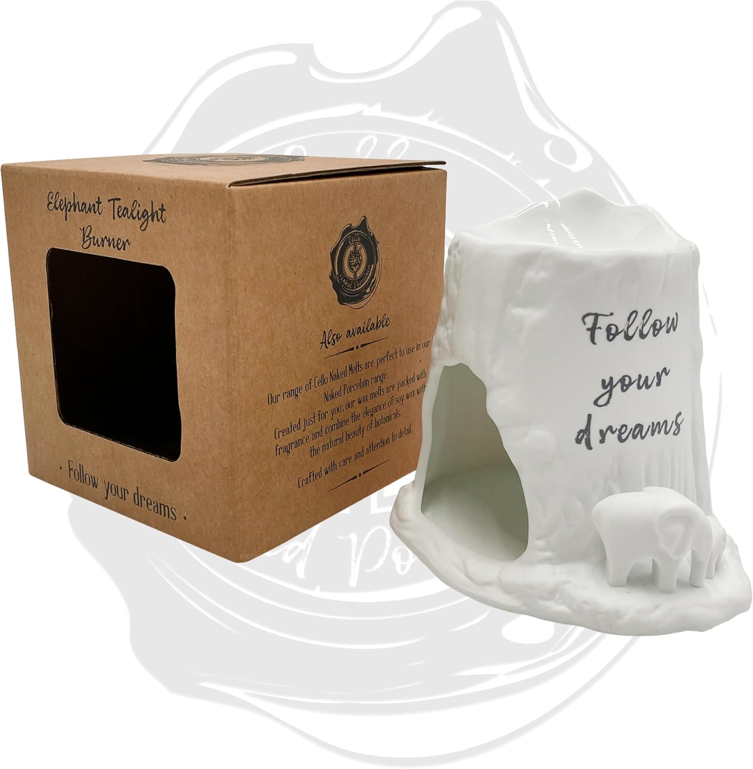Thumbnail 6 de Cello Elephant Tealight & Essential Oil Burner – Porcelain Decor Wax Melt & Gift