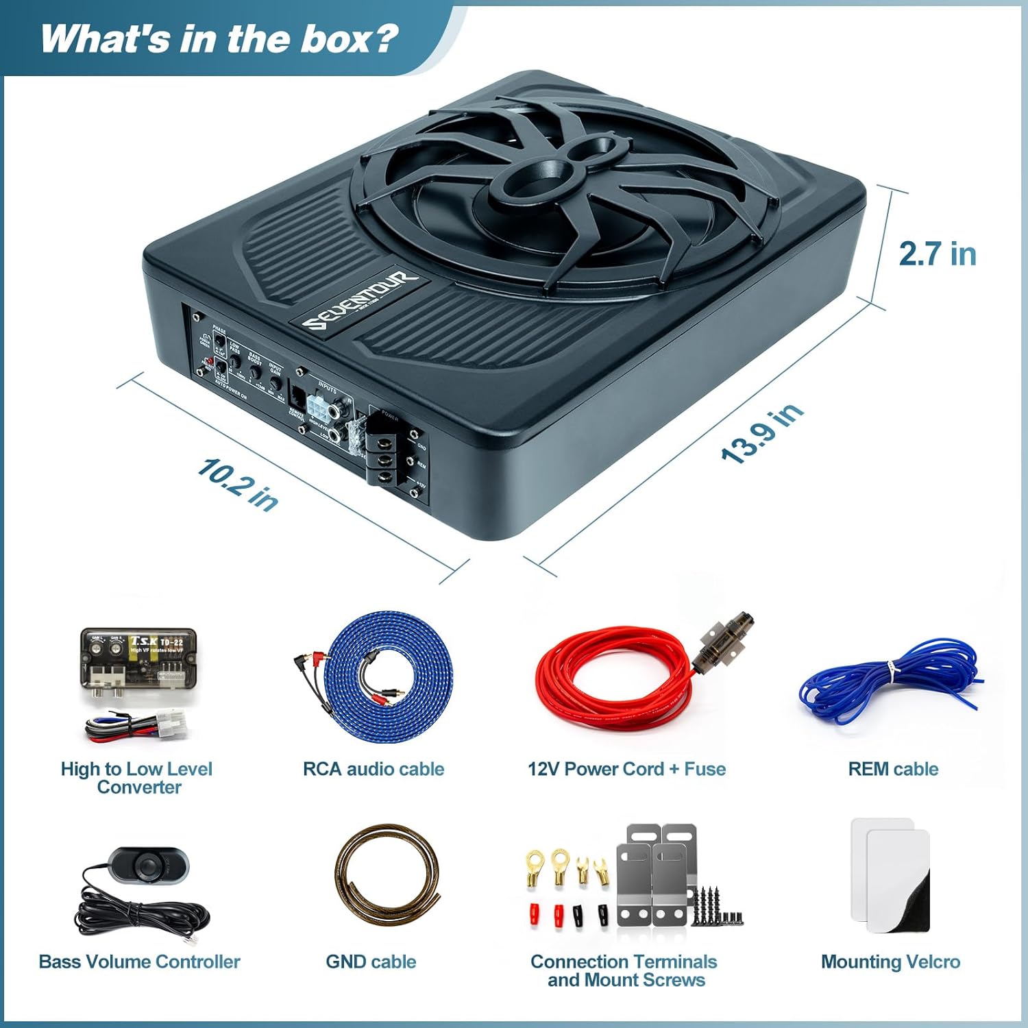Thumbnail 5 de 10" Upgrade 800W Slim Under Seat Powered Subwoofer