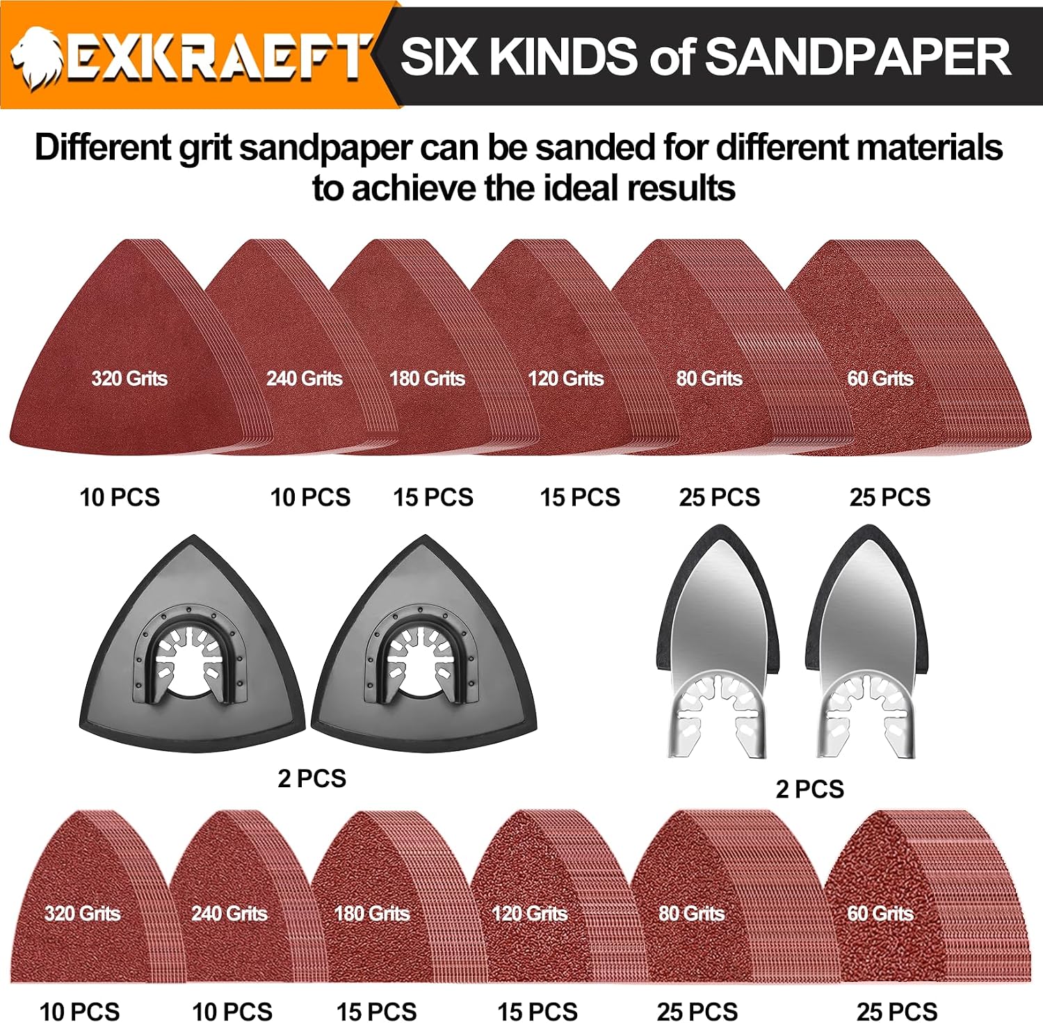 Thumbnail 1 de 204 Pcs Multi Tool Sanding Pad Kit – Quick Change, Wide Grit Range and Universal Fit