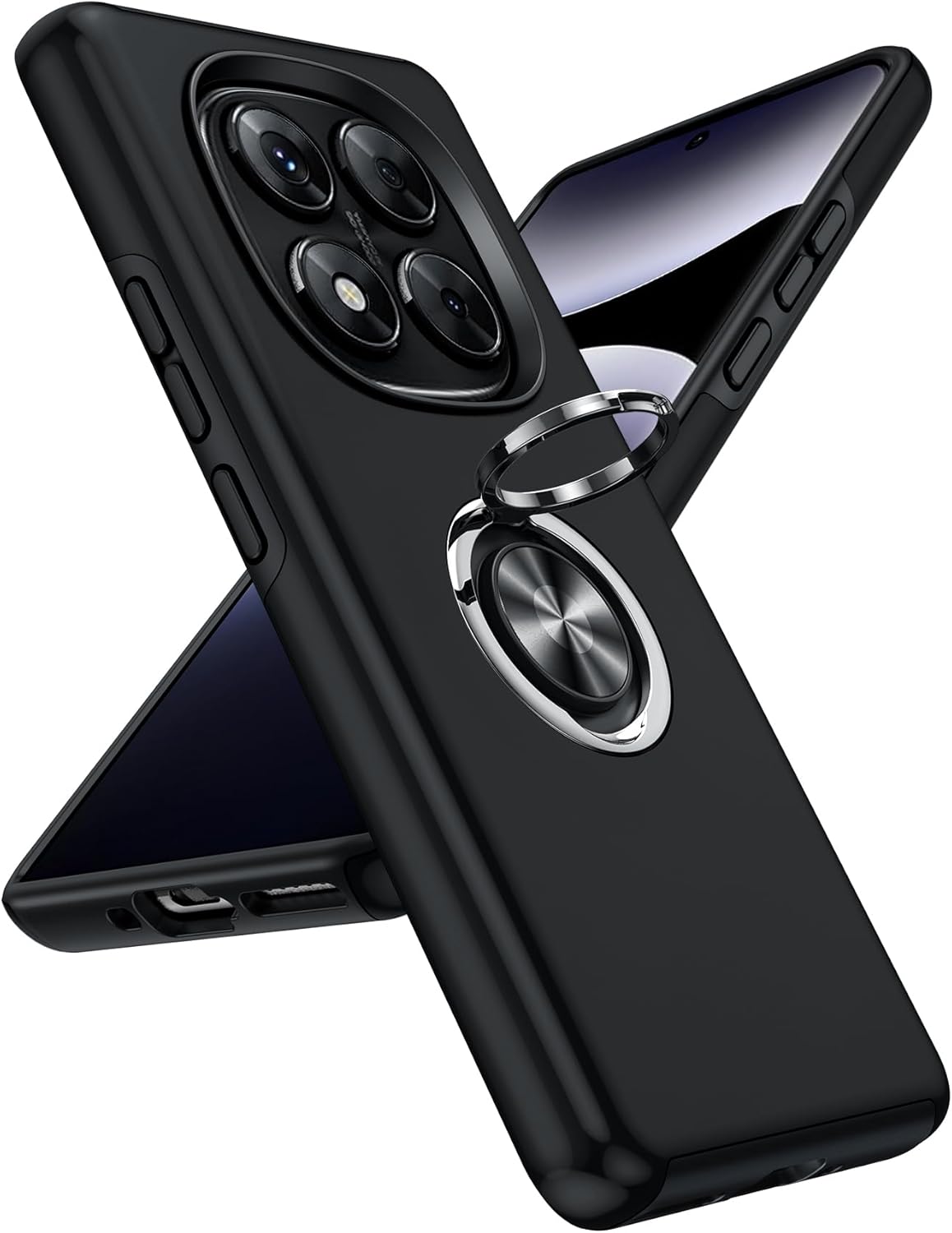 LeYi Coque pour Xiaomi Redmi Note 14 Pro 5G / 4G + Note 14 Pro Plus 5G – Étui TPU avec Anneau Invisible, Protection Antichoc et Finition Noire