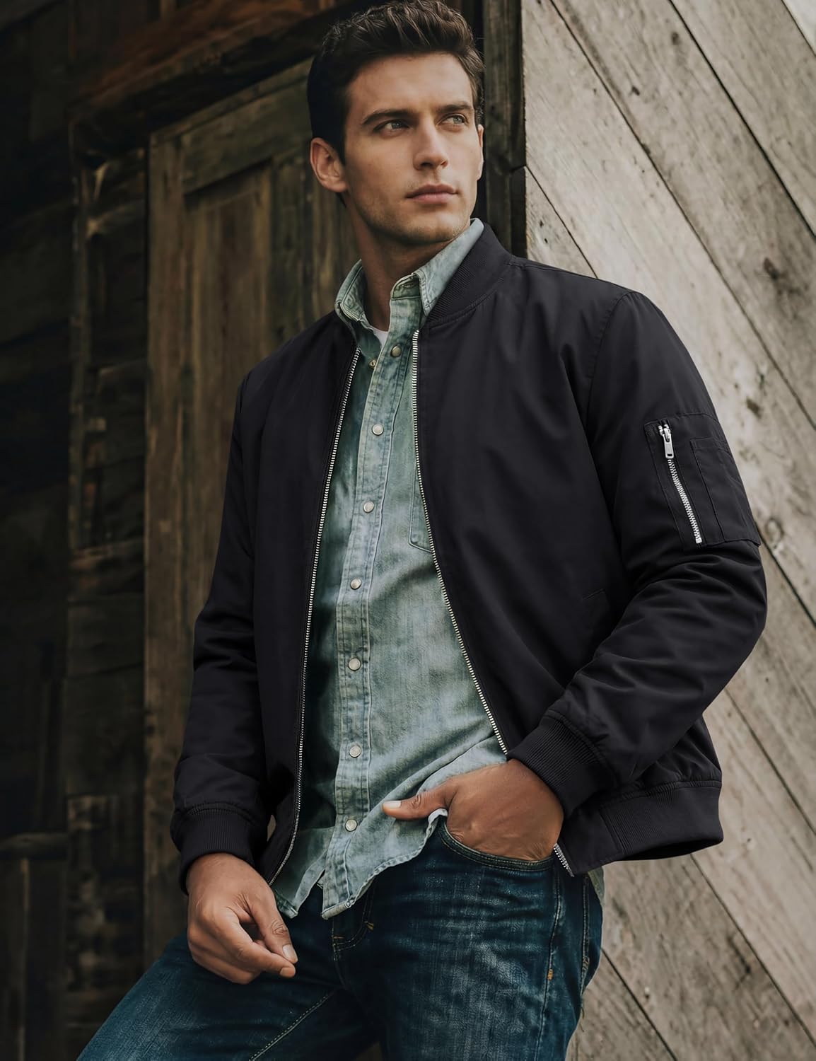 Detalle 2 de TACVASEN Bomber Jacket Lightweight 1 Pocket