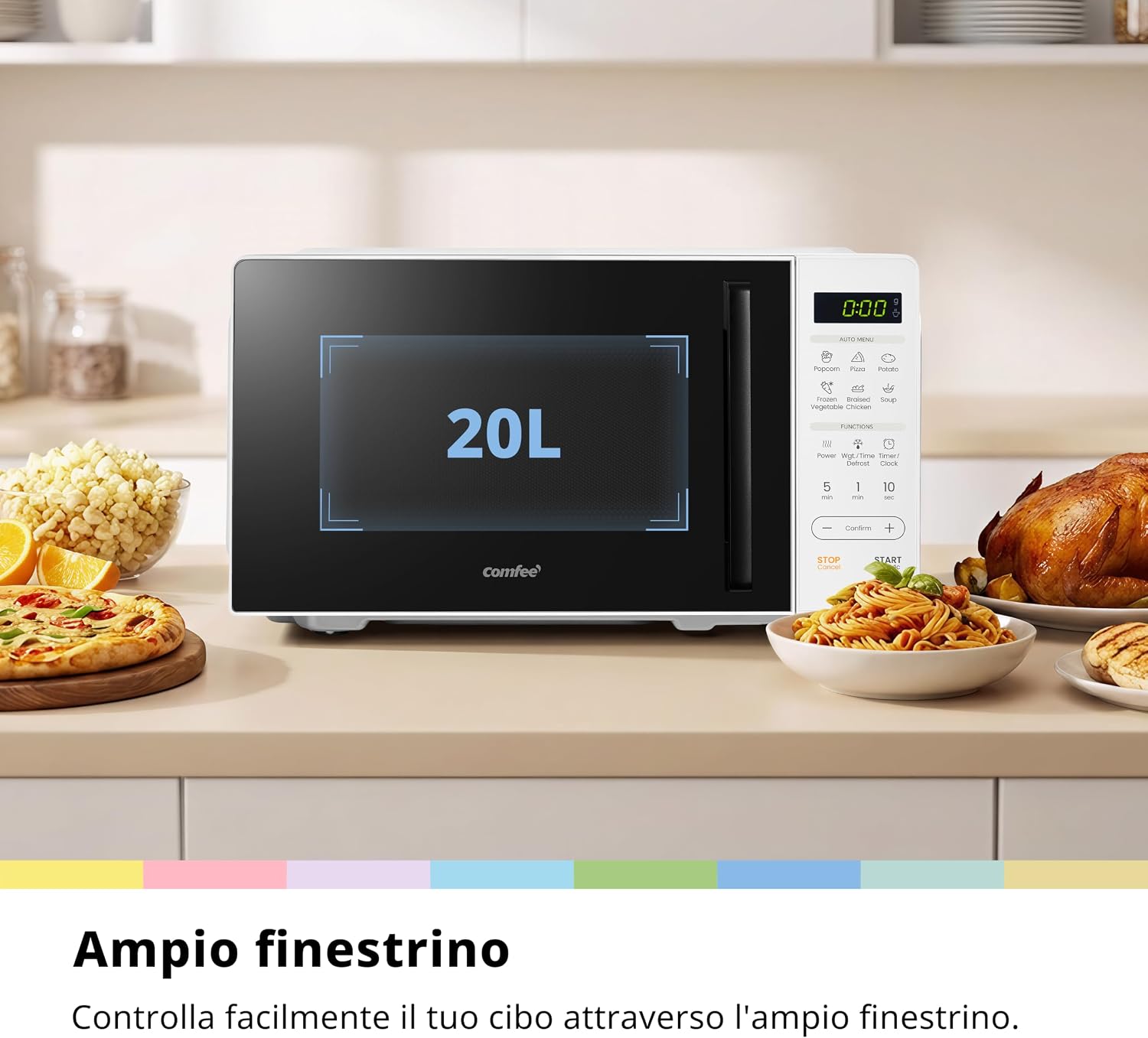 Thumbnail 1 de COMFEE' Forno a Microonde Digitale 20L 700W: 11 livelli, 6 menu automatici e memoria, design compatto