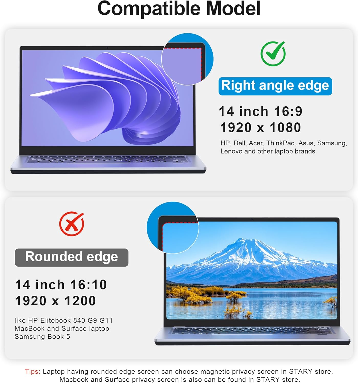 Thumbnail 2 de STARY Laptop Privacy Screen 14-inch 16:9 filter