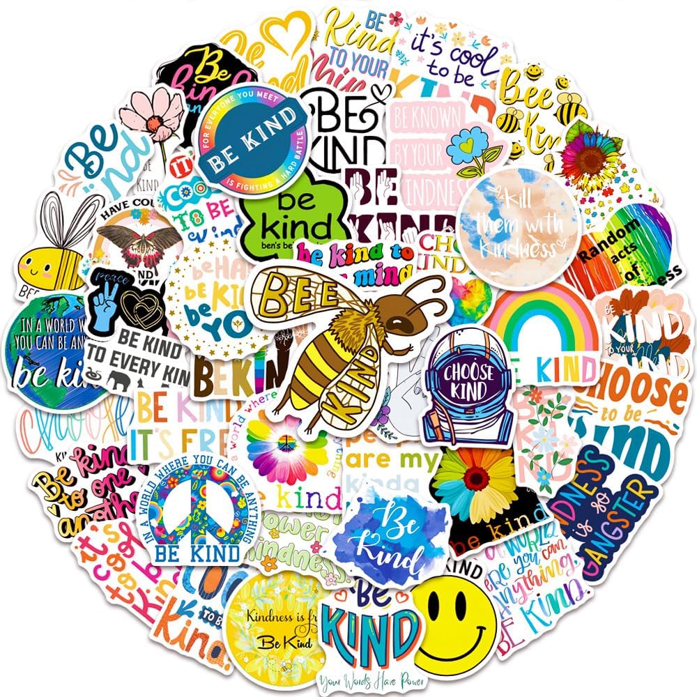 Detalle de Be Kind waterproof vinyl stickers, 50-piece pack